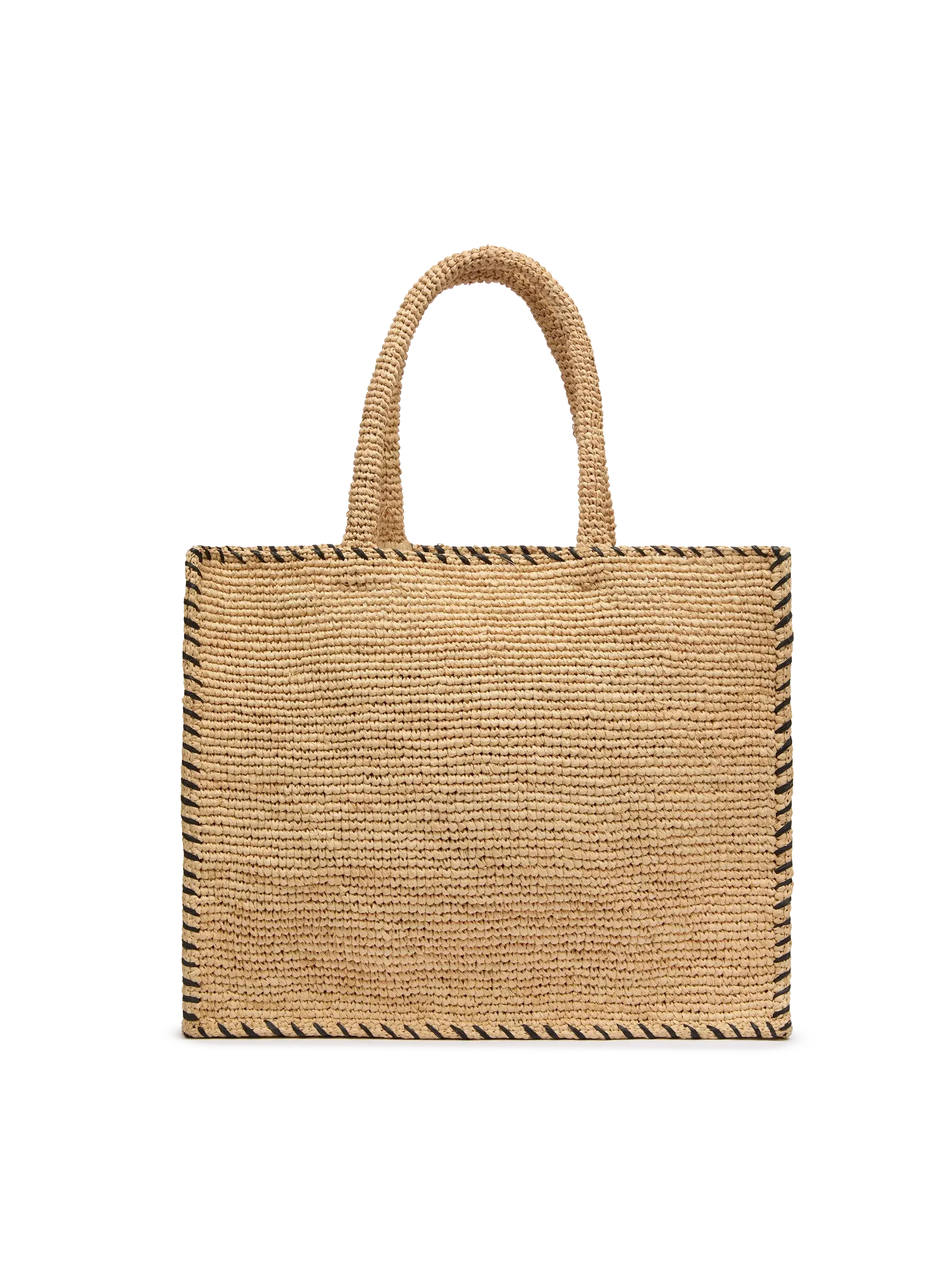 Natural beige Vanity Raffia shoulder bag with black trim - Image 5