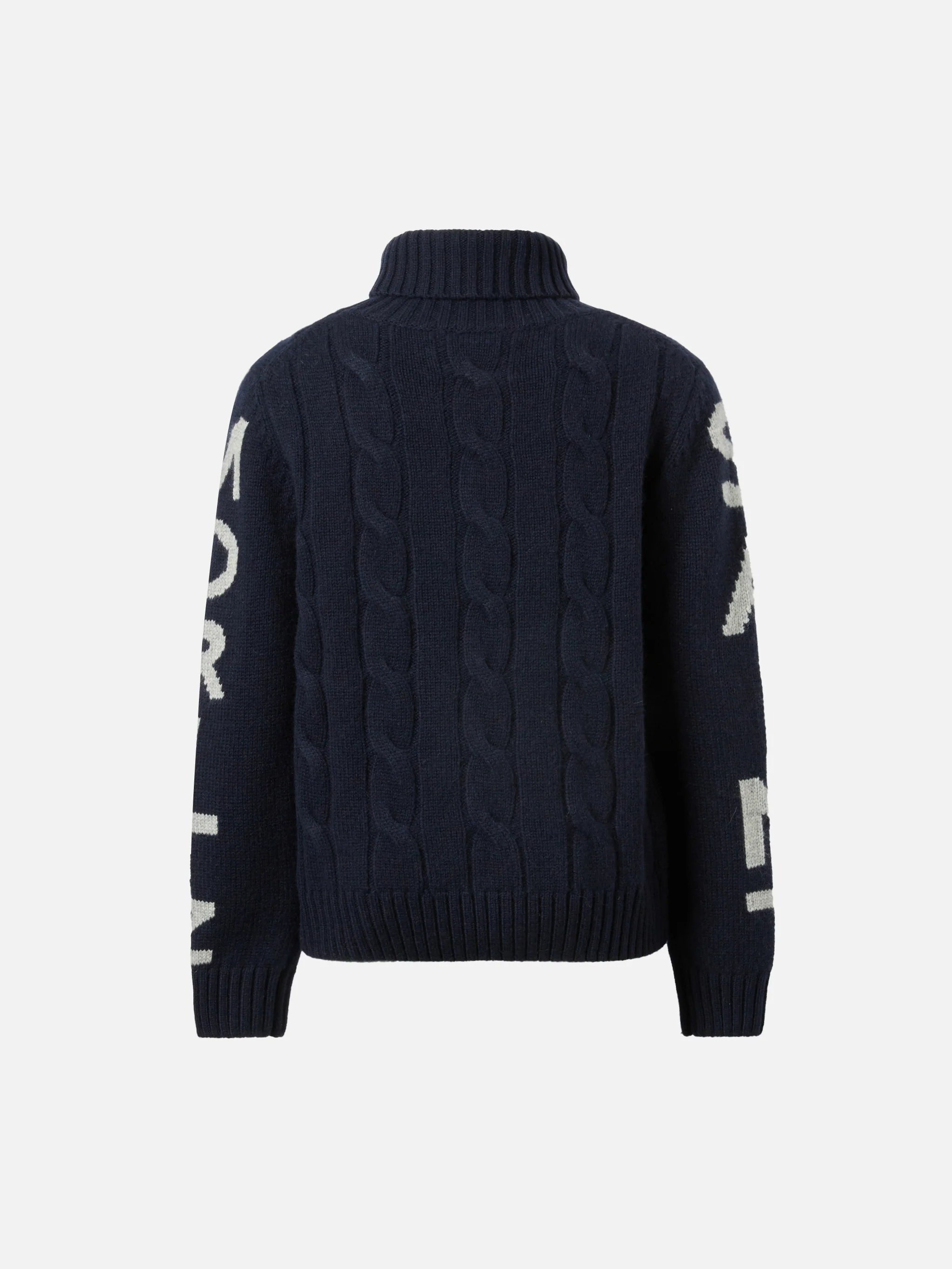 Fisherman Jr blue cable knit sweater Saint Moritz jacquard - Image 3