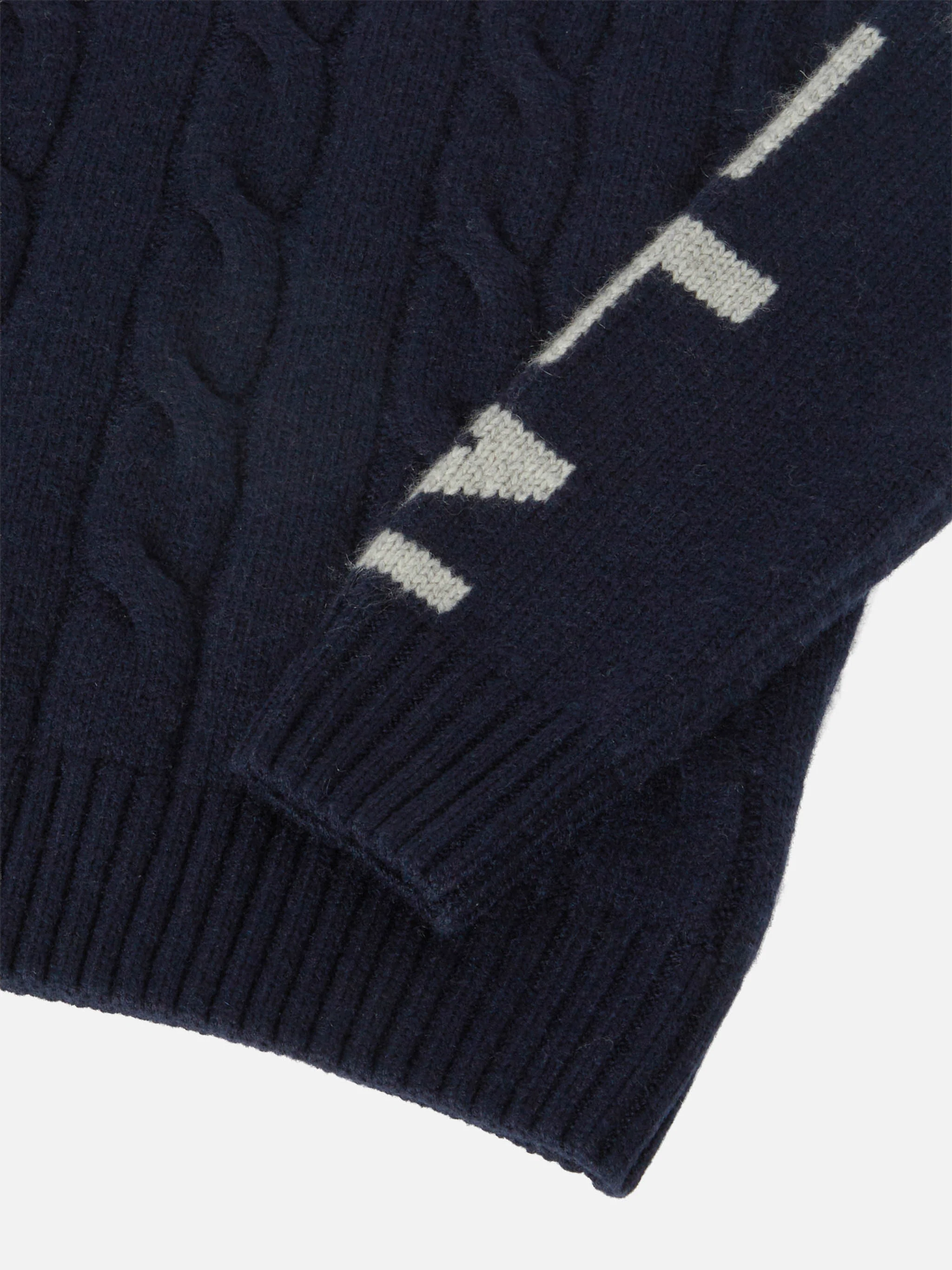 Fisherman Jr blue cable knit sweater Saint Moritz jacquard - Image 4