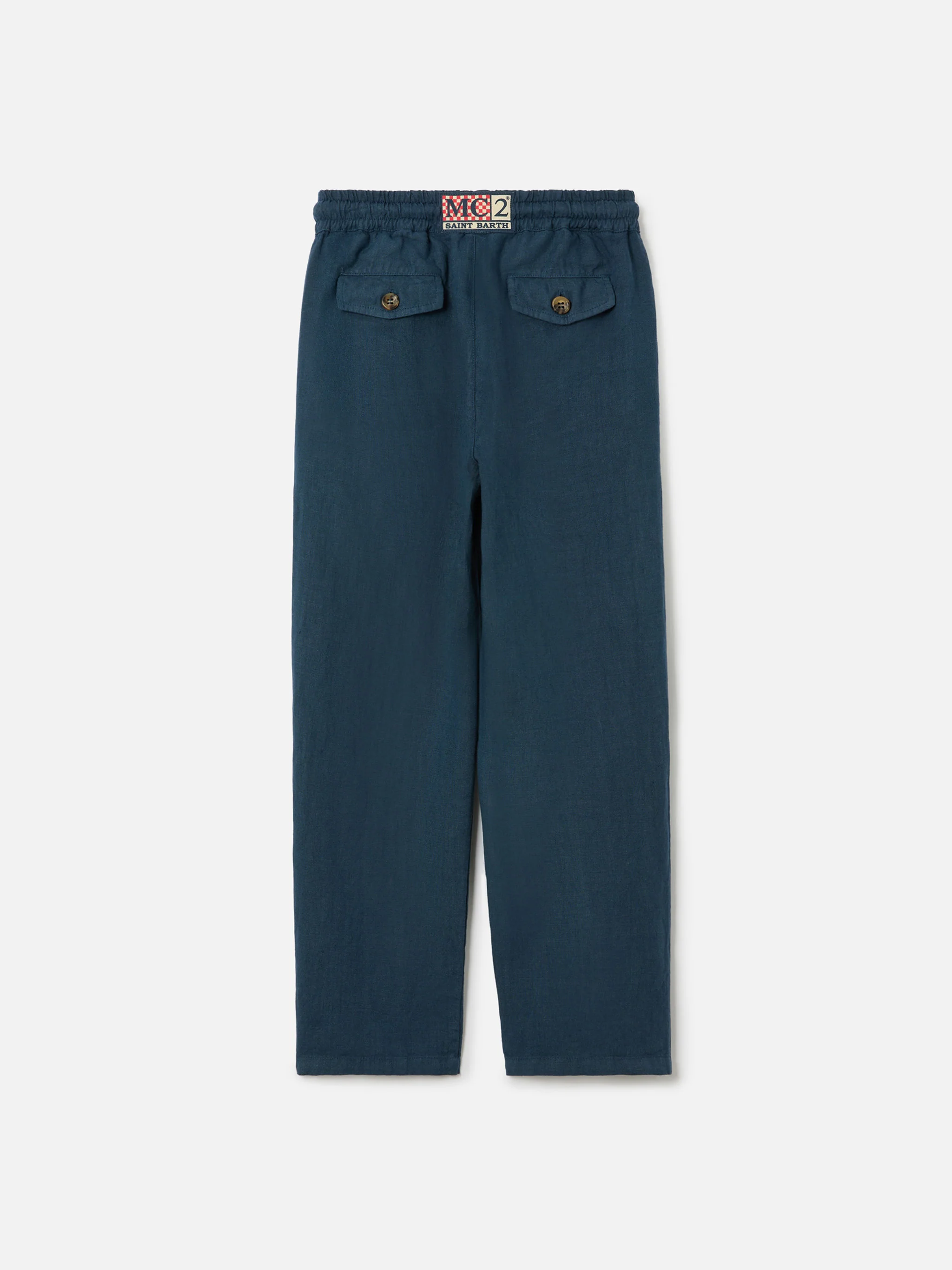 Navy blue Calais Jr pants in linen - Image 3