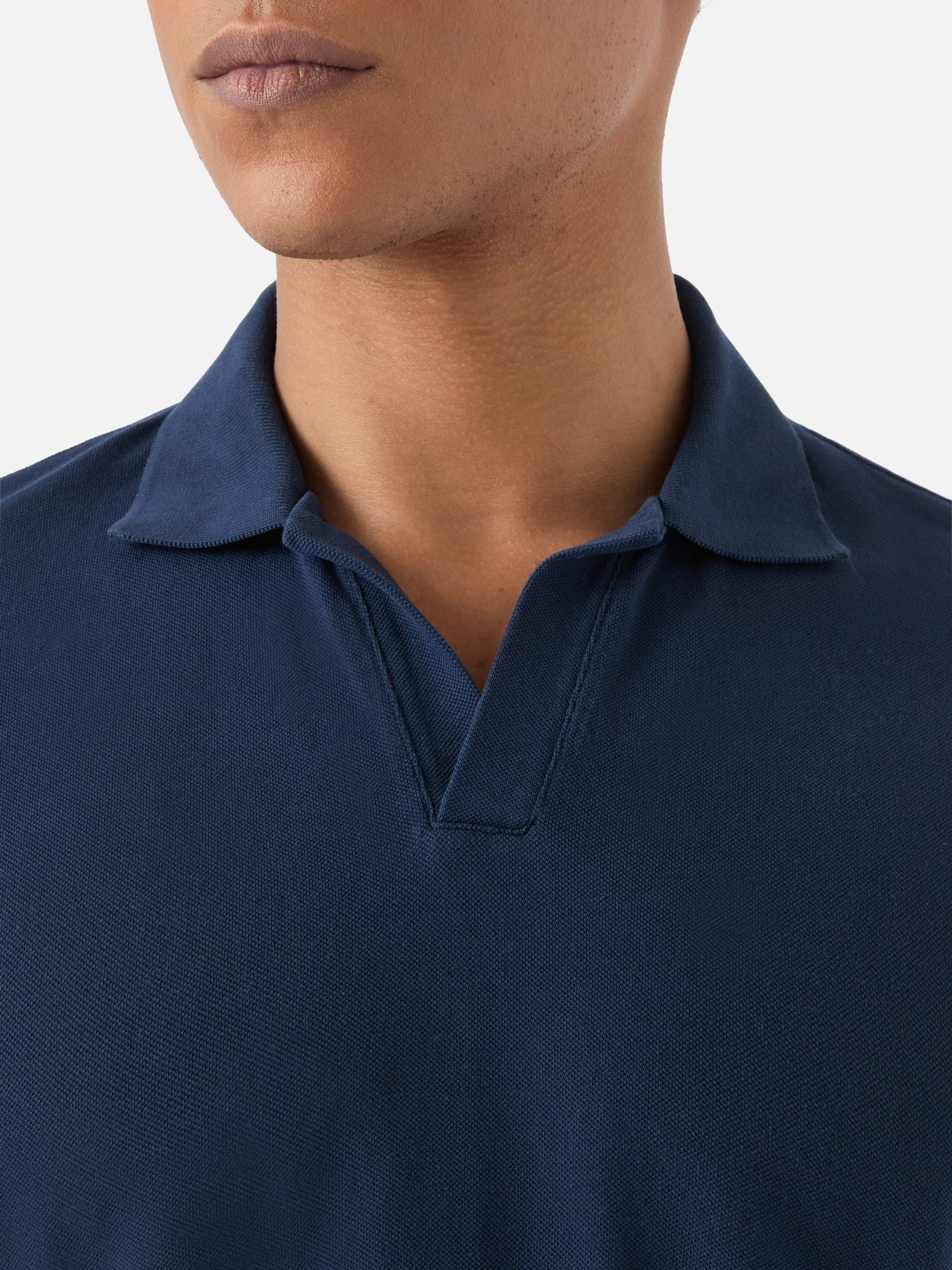 Charles polo in navy blue cotton piquet - Image 2