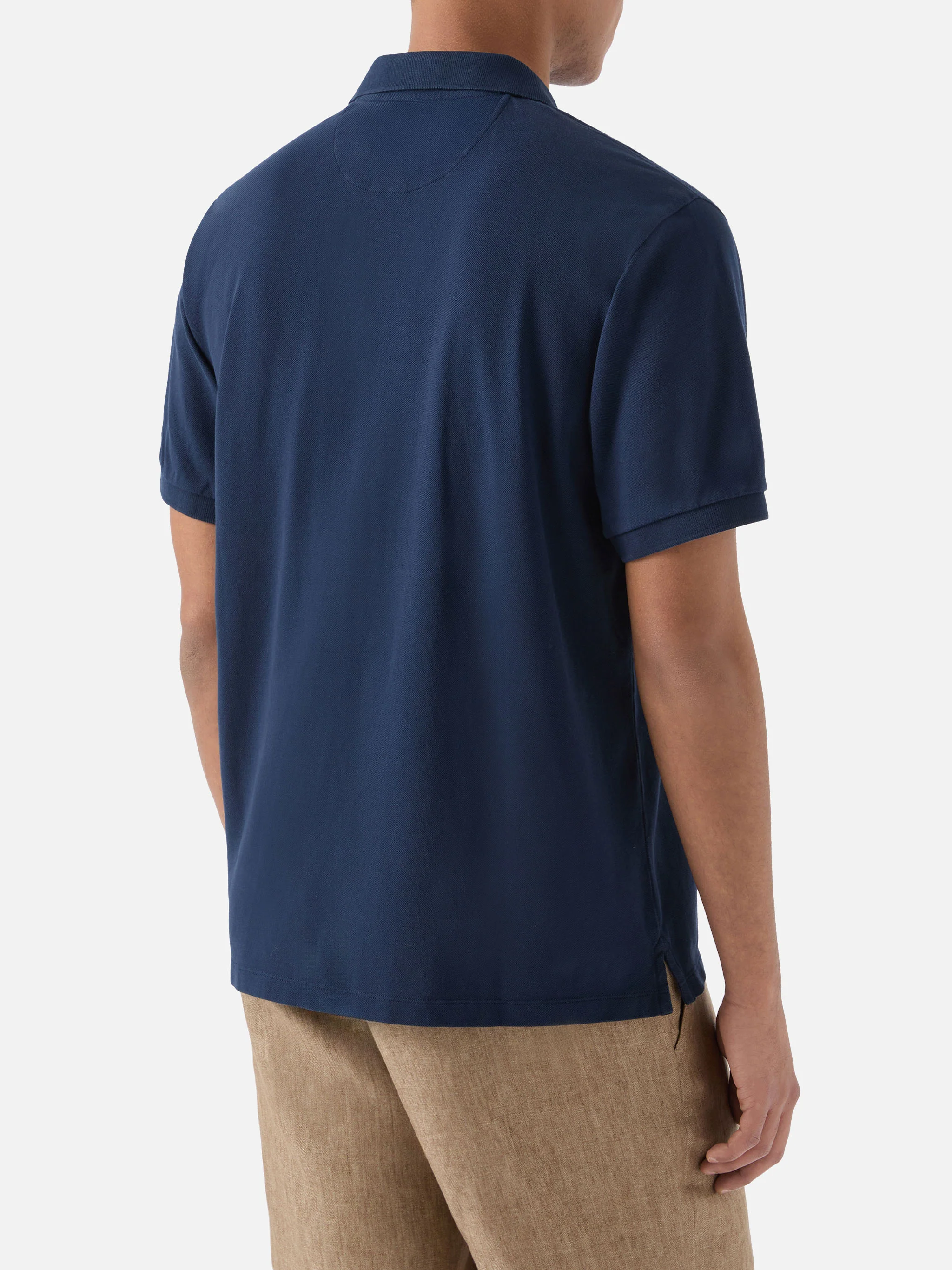 Charles polo in navy blue cotton piquet - Image 3