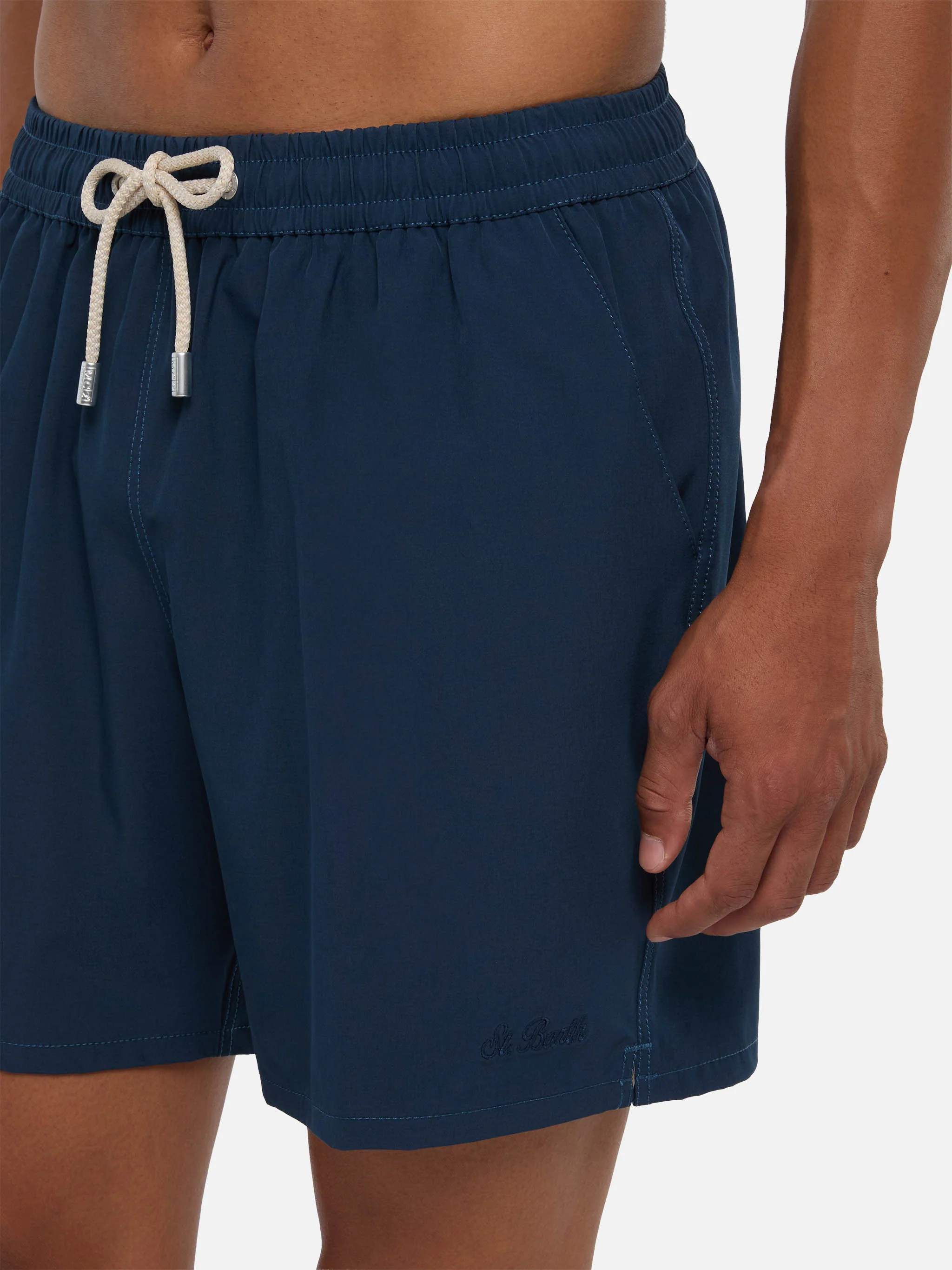 Navy blue Comfort swim shorts  with St. Barth embroidery - Image 4