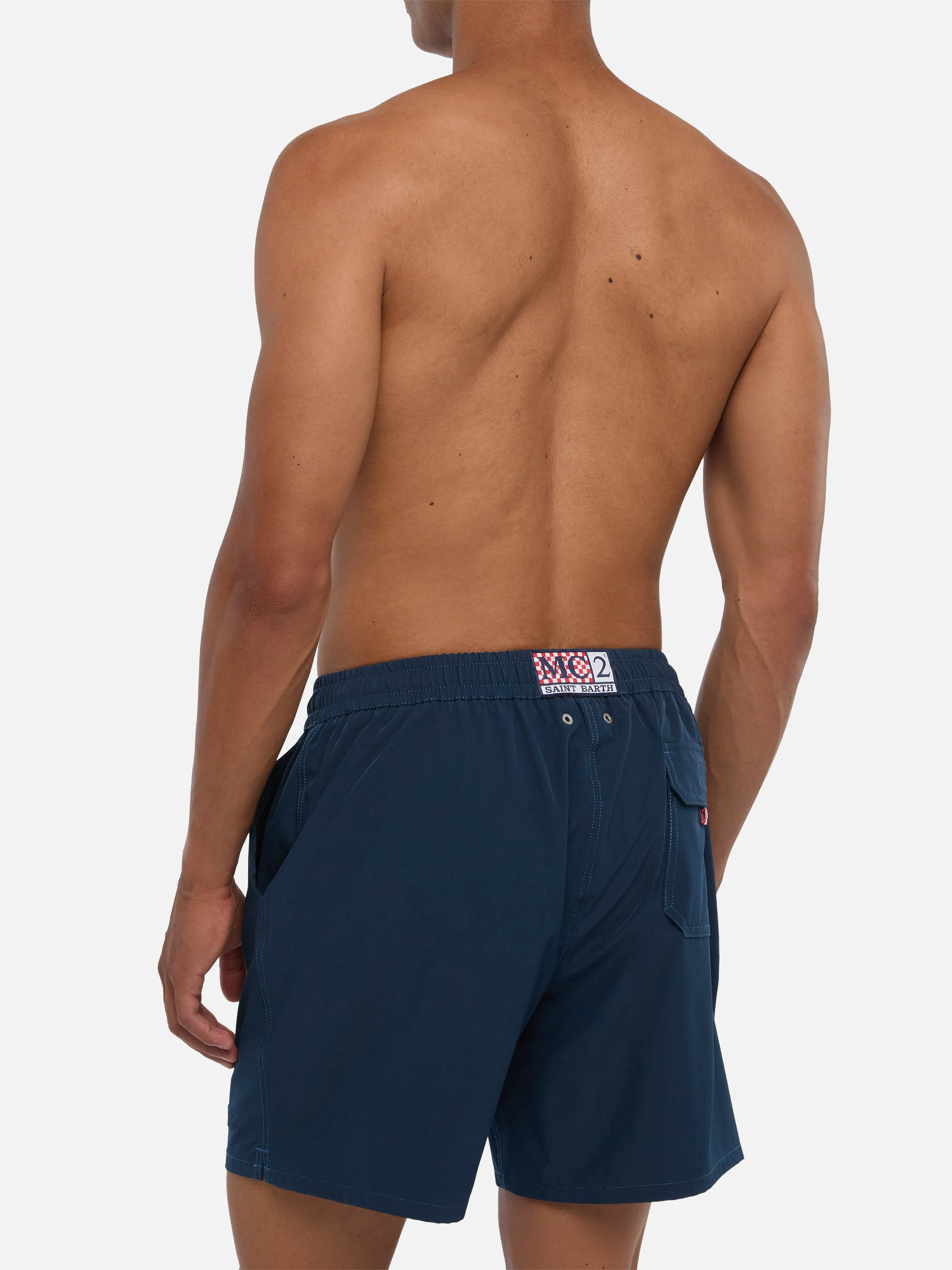 Navy blue Comfort swim shorts  with St. Barth embroidery - Image 5