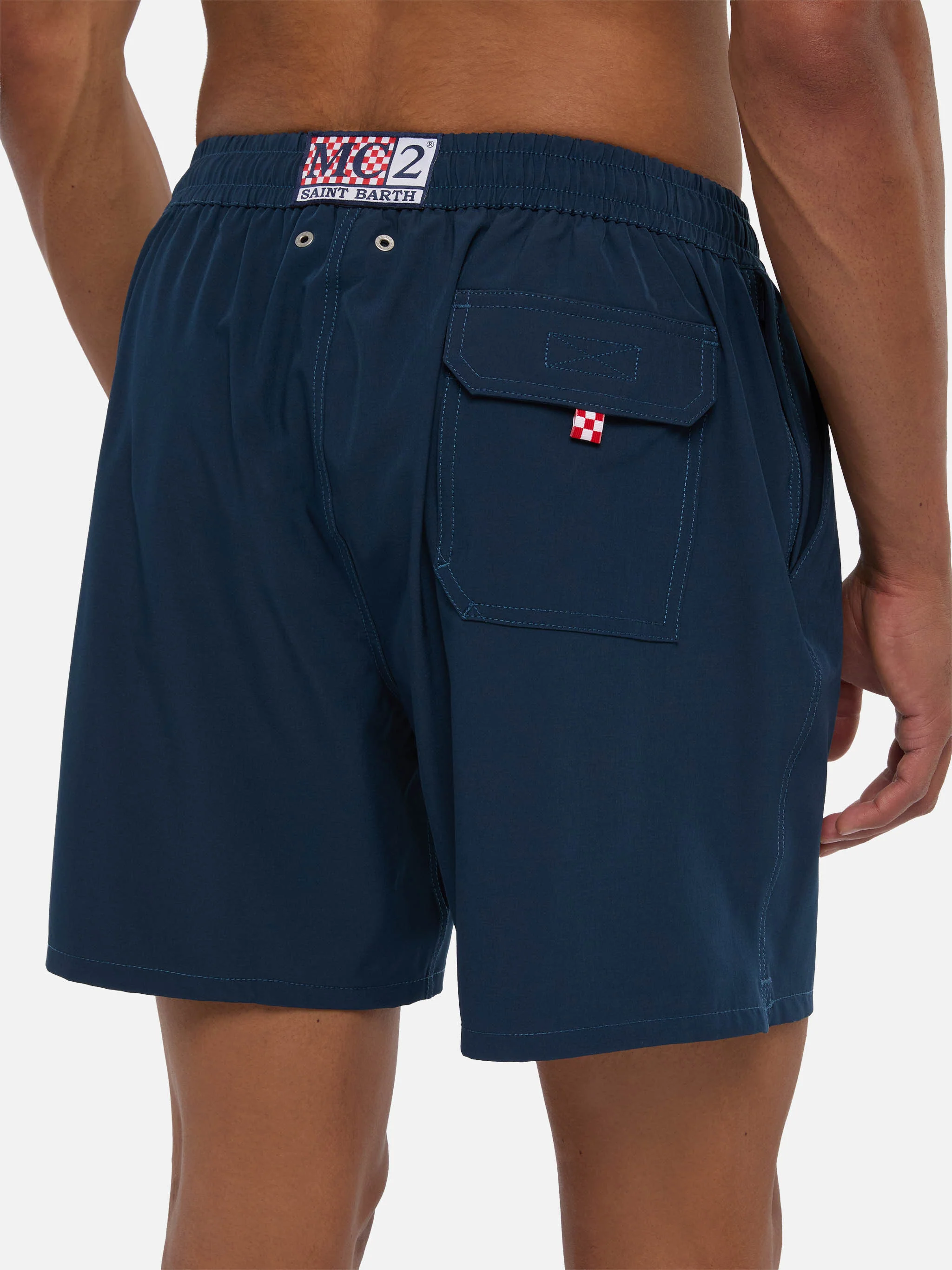 Navy blue Comfort swim shorts  with St. Barth embroidery - Image 6
