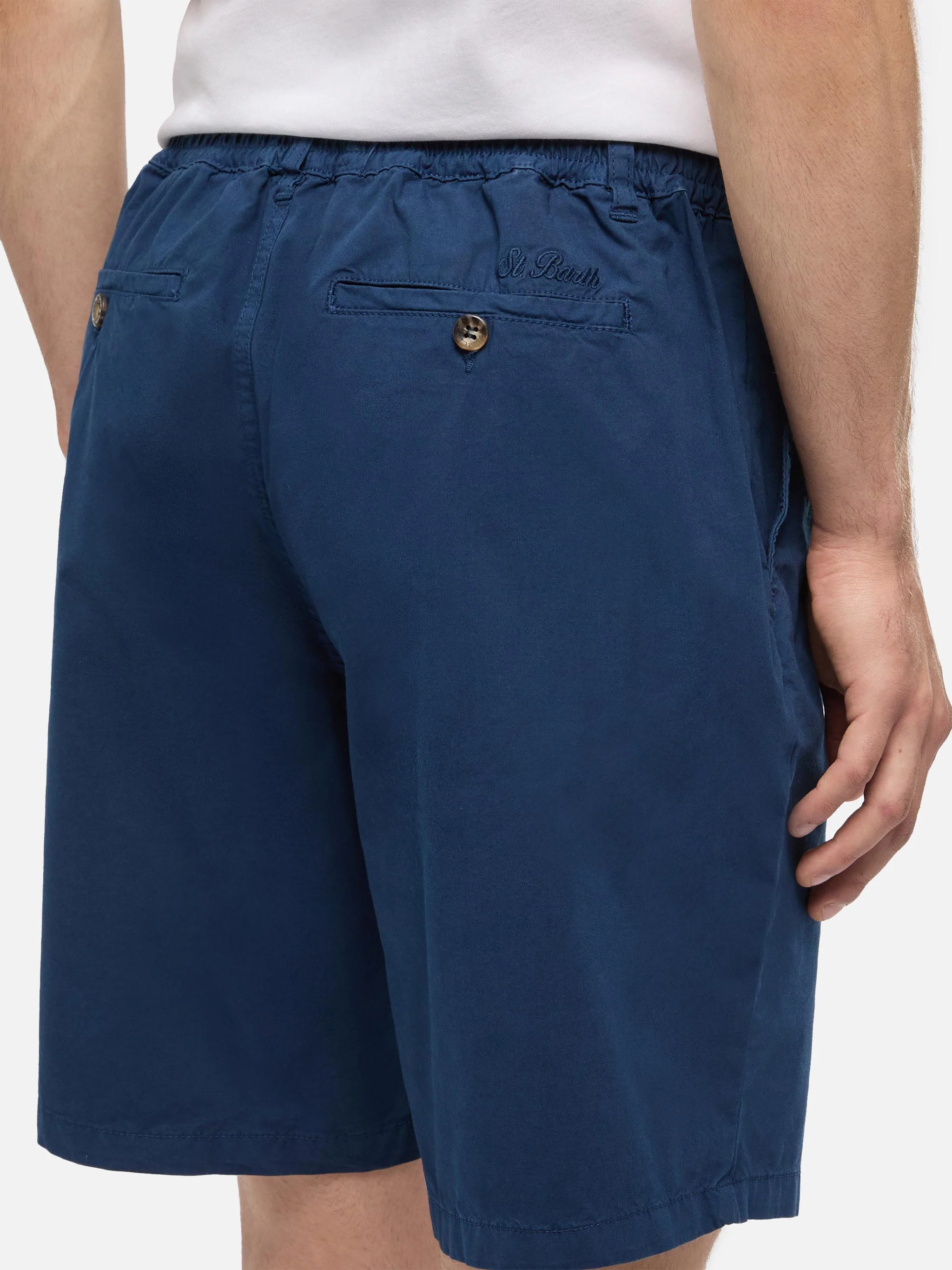 Navy blue cotton bermuda shorts Ischia - Image 2