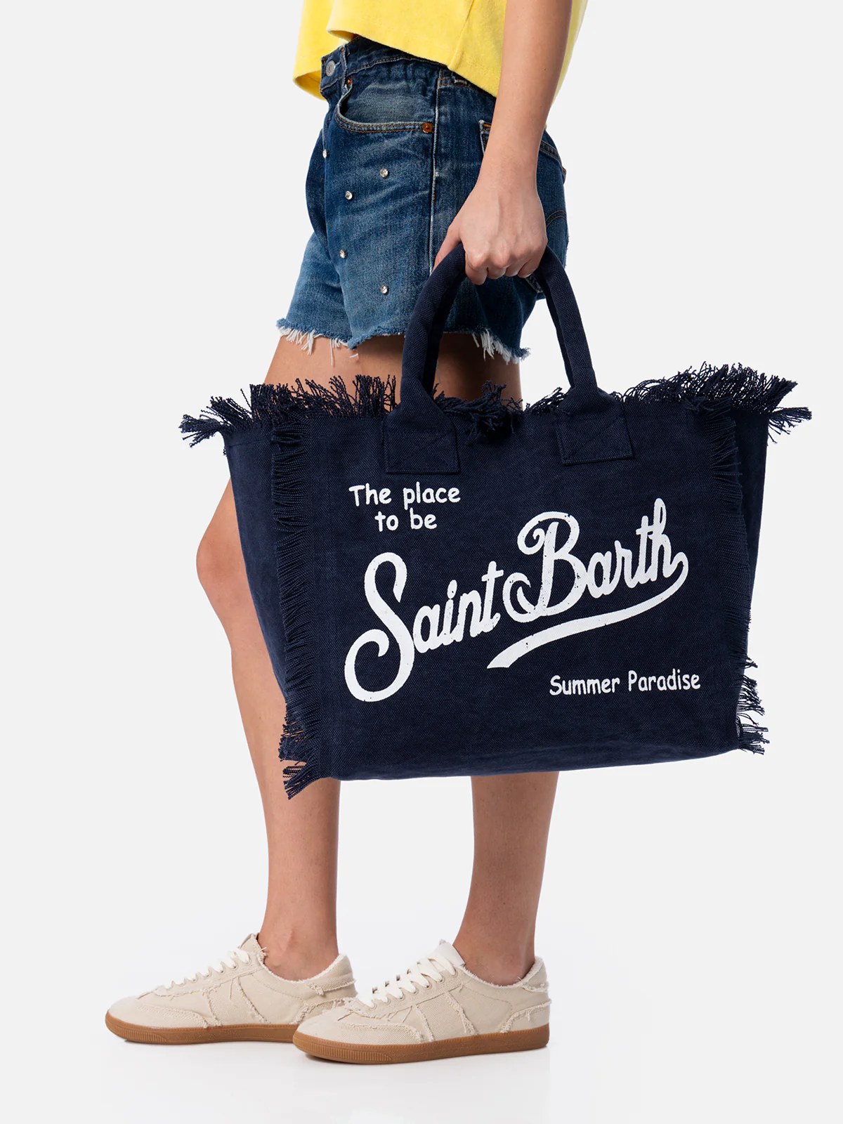 Navy blue cotton canvas Vanity tote bag - Image 2
