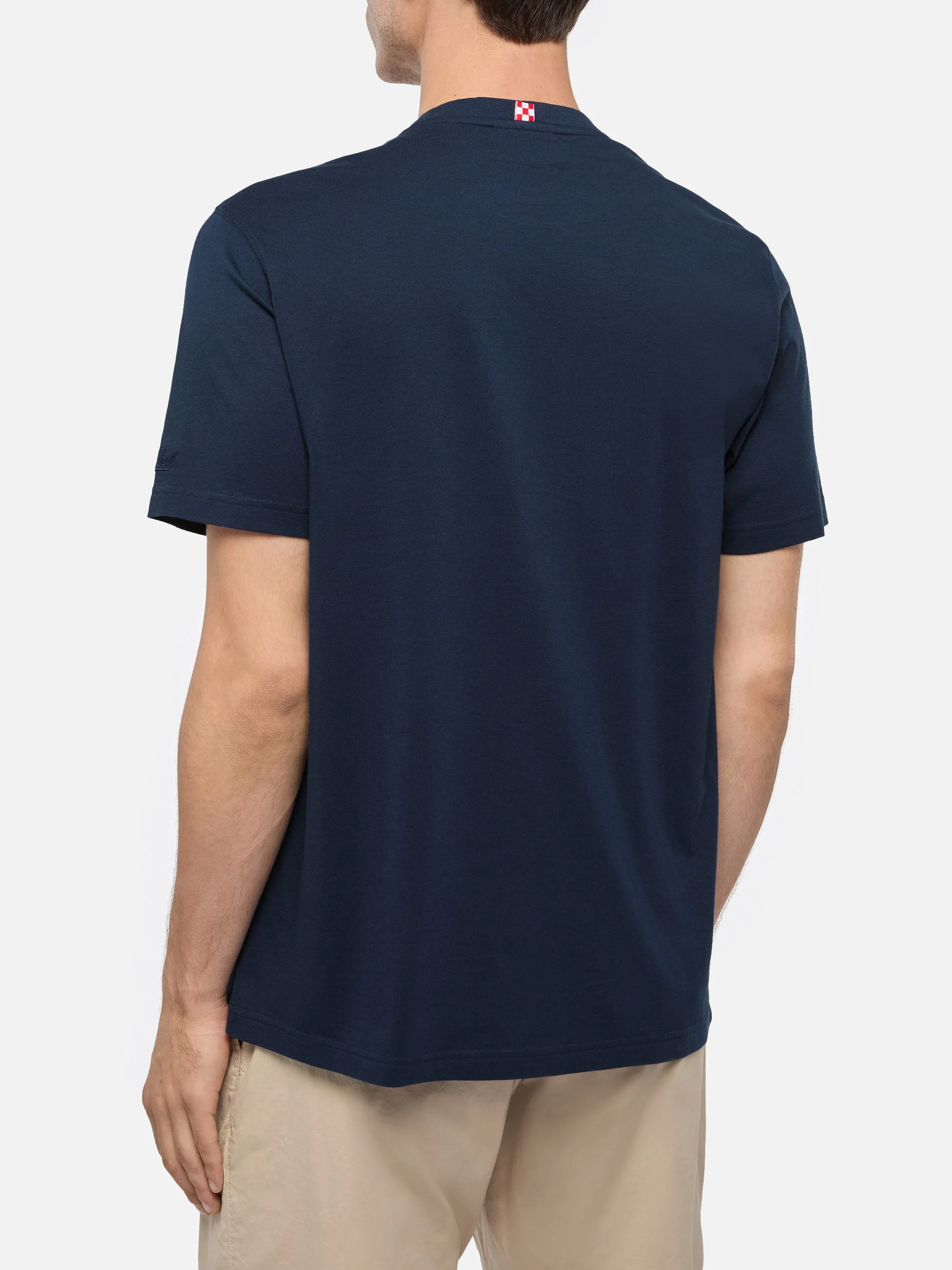 Navy blue cotton jersey t-shirt Dover with St. Barth embroidery - Image 4