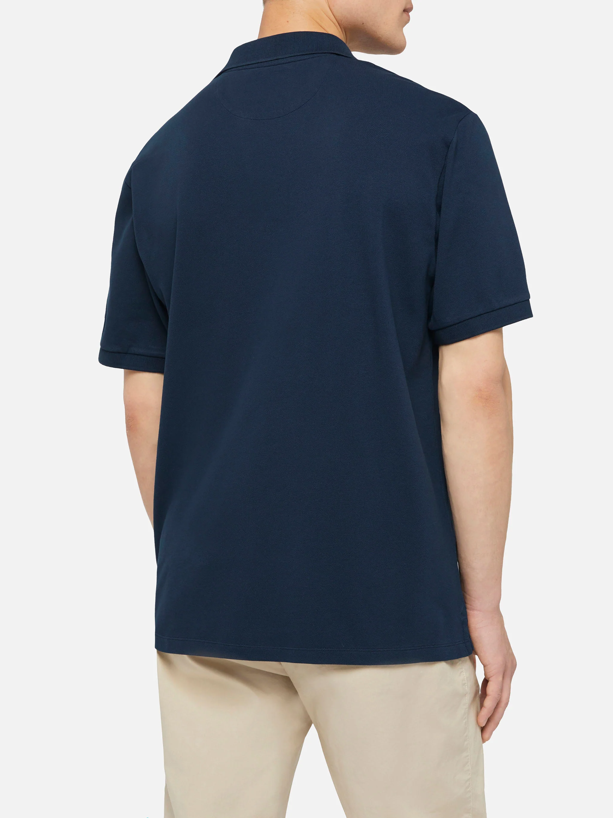 Navy blue cotton piquet buttonless polo shirt Charles - Image 3