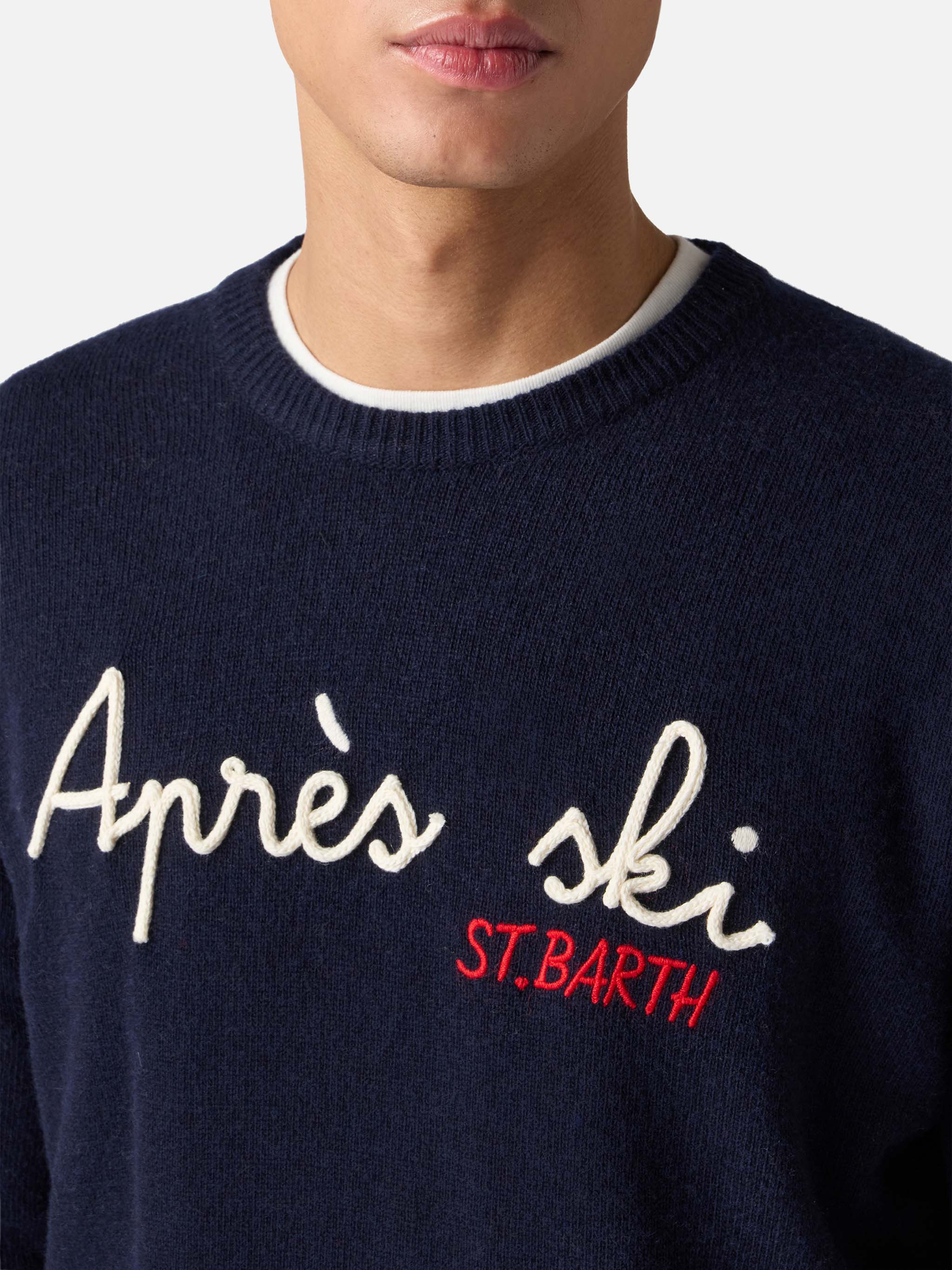 Navy blue crewneck Heron with Apres ski embroidery - Image 2