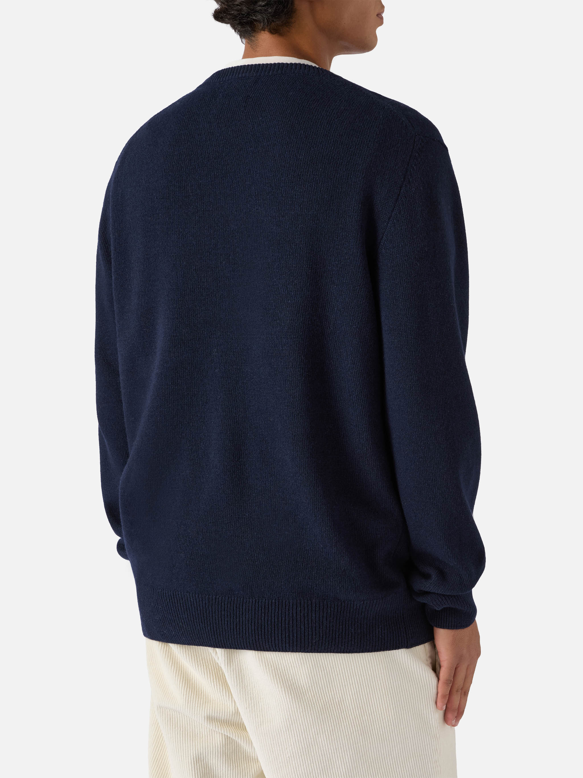 Navy blue crewneck Heron with Gin tonic addicted jacquard - Image 2