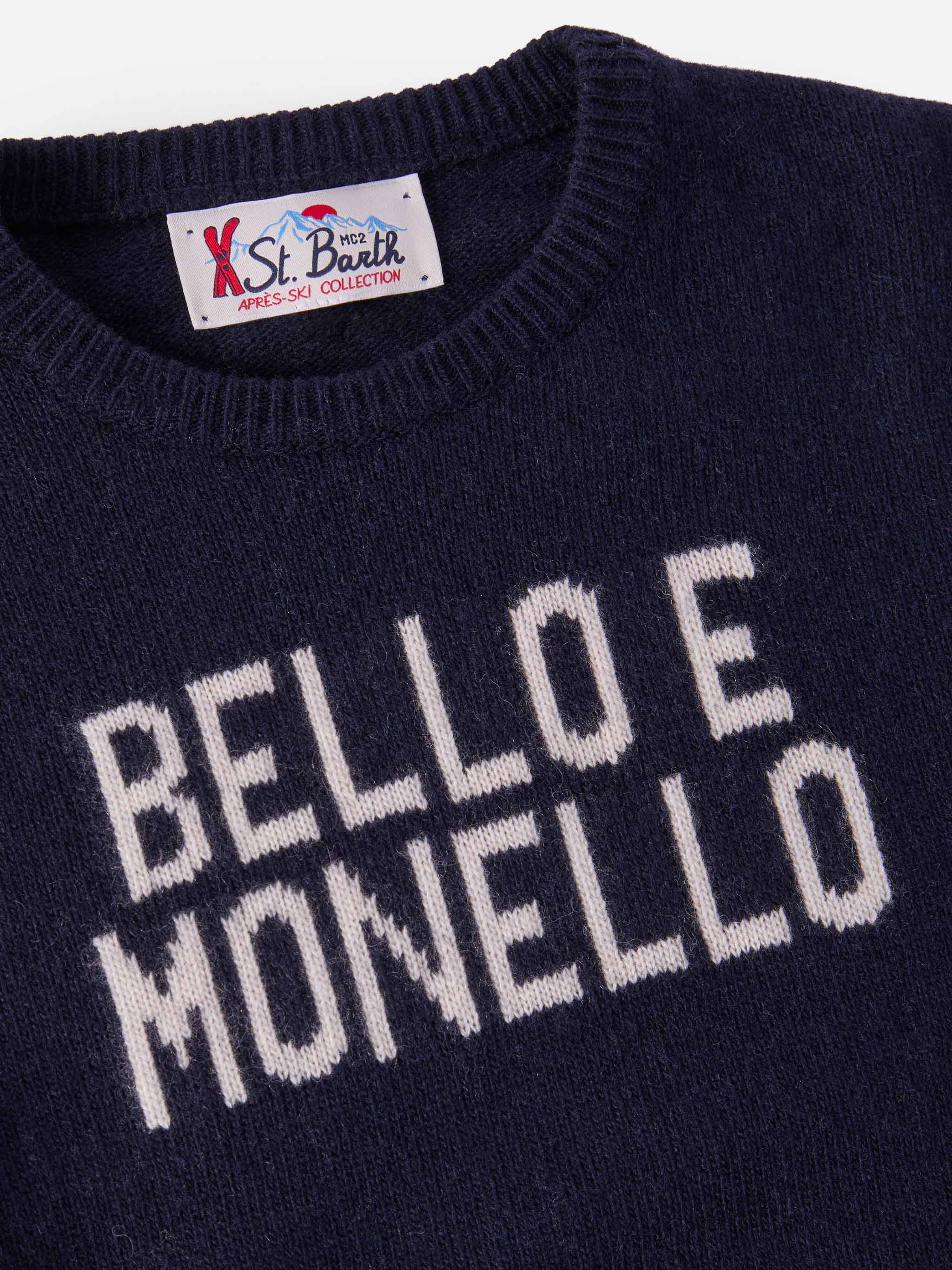 Navy blue crewneck sweater Douglas with Bello e monello jacquard - Image 2