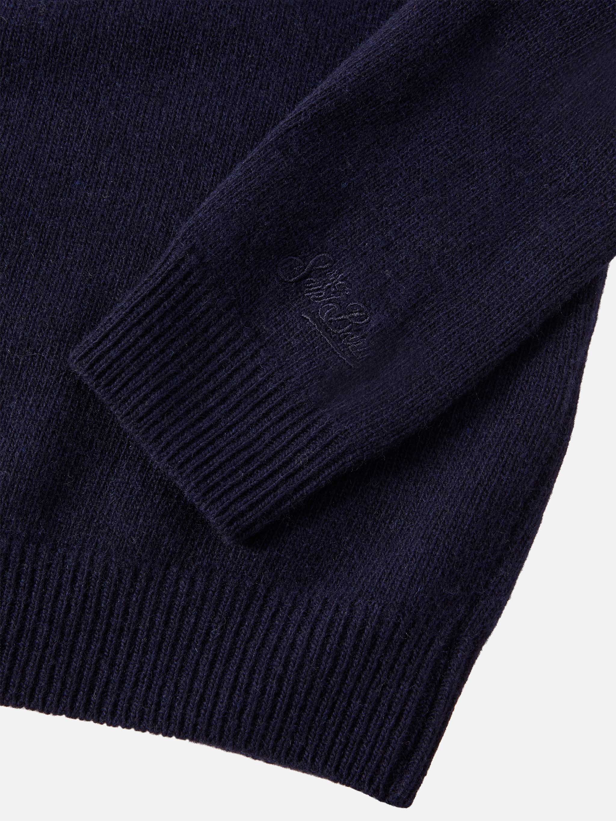 Navy blue crewneck sweater Douglas with Bello e monello jacquard - Image 3