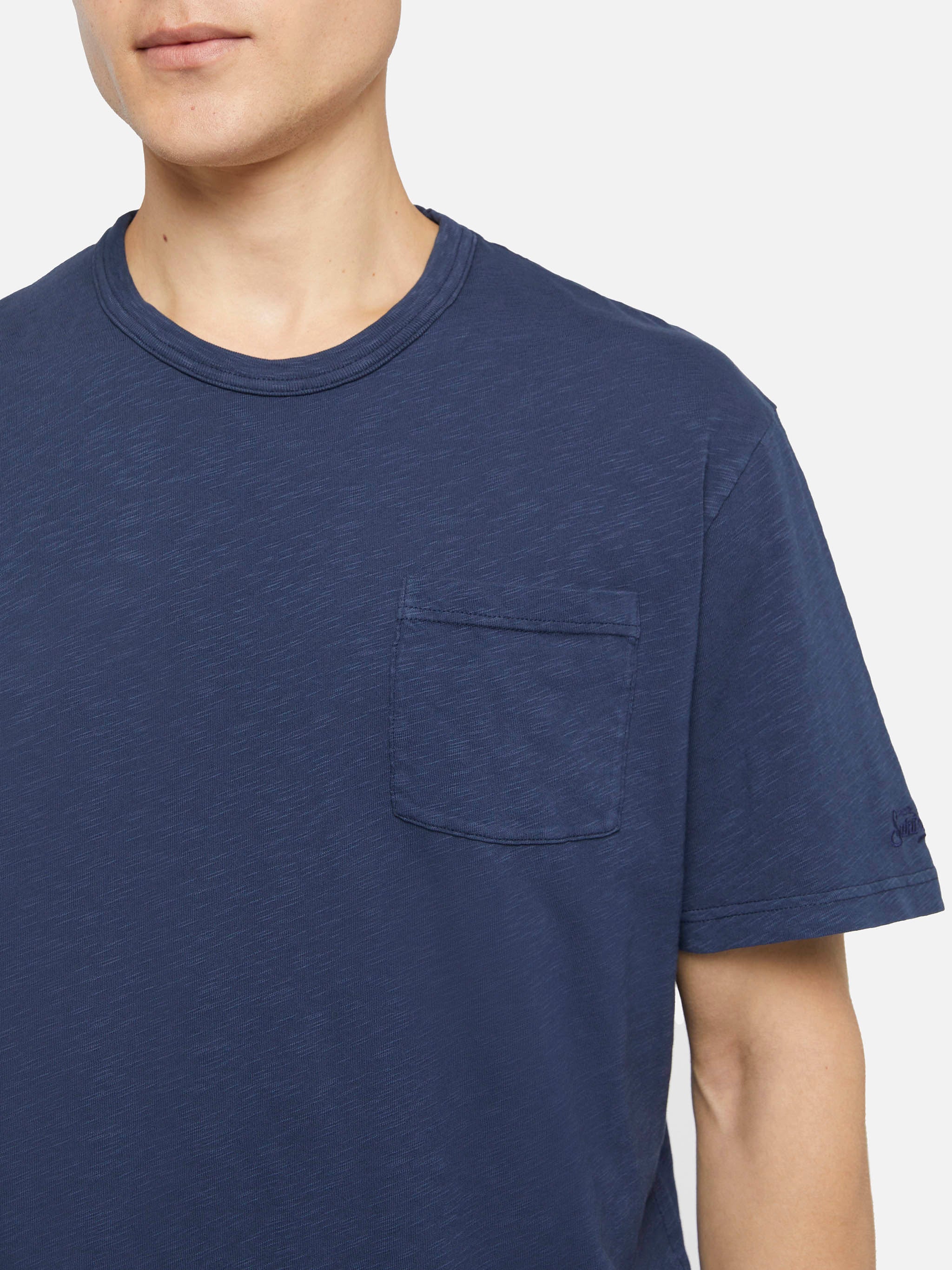 President flamed cotton t-shirt in navy blue solid color - Image 3