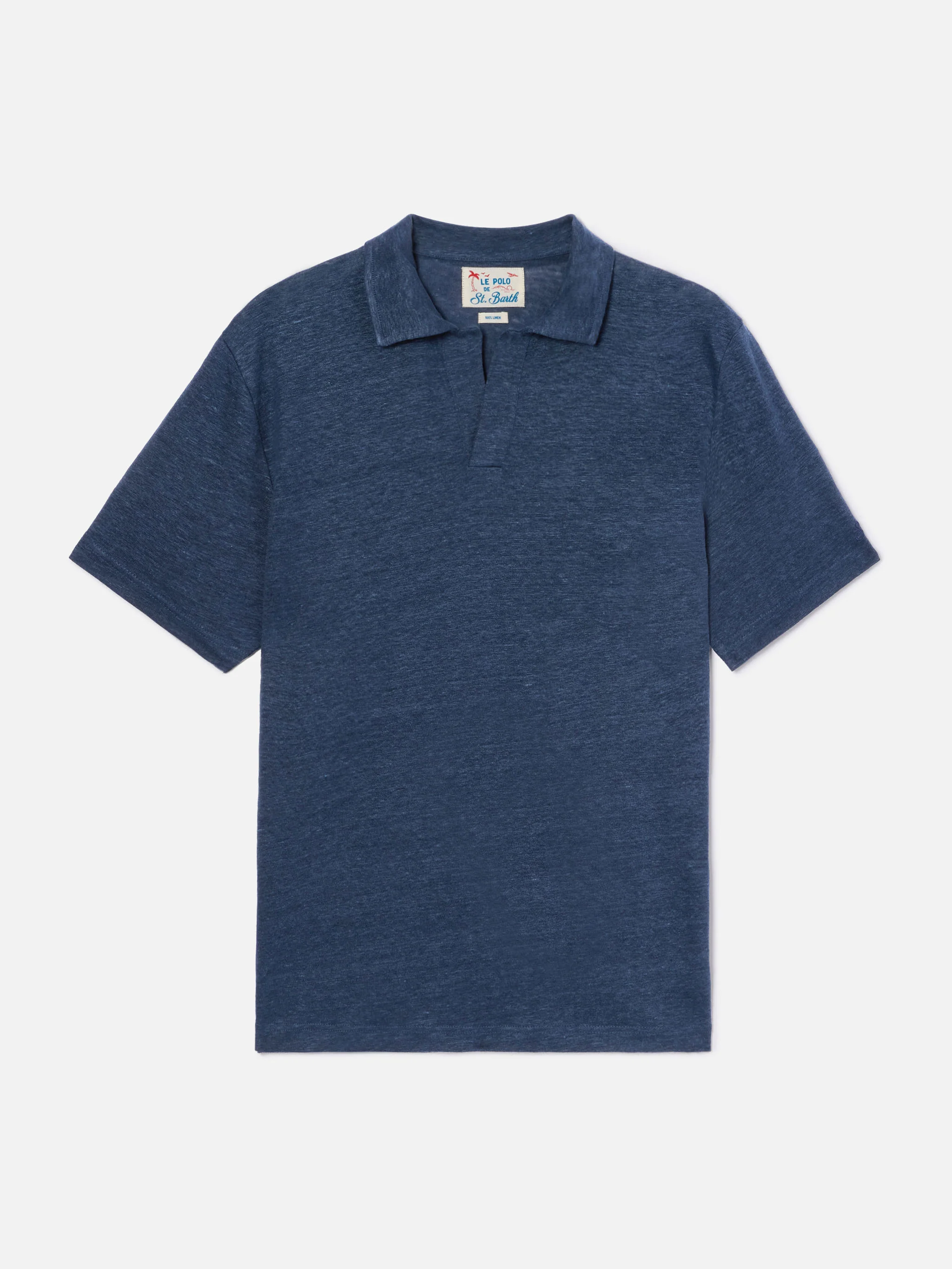Navy blue Fraser polo in pure linen - Image 5