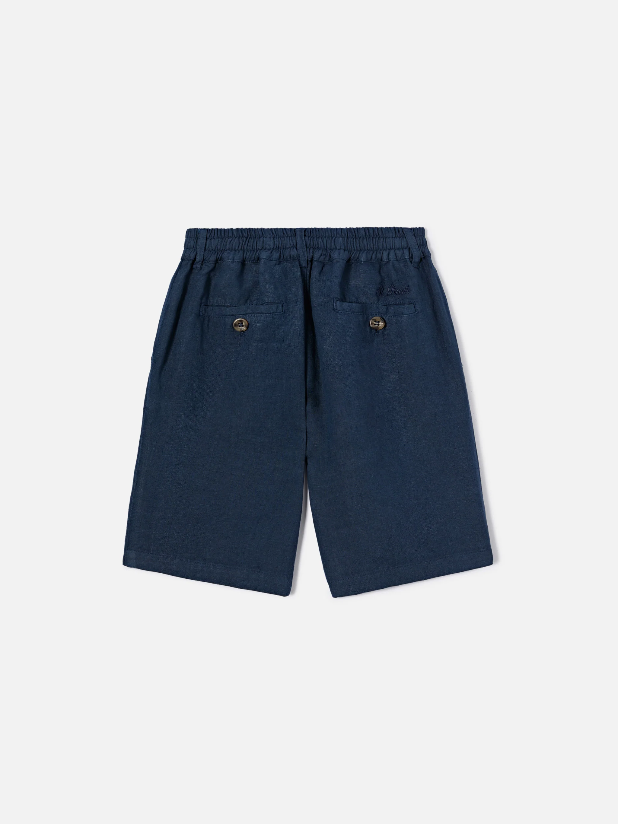 Navy blue Ischia Jr shorts in linen - Image 2
