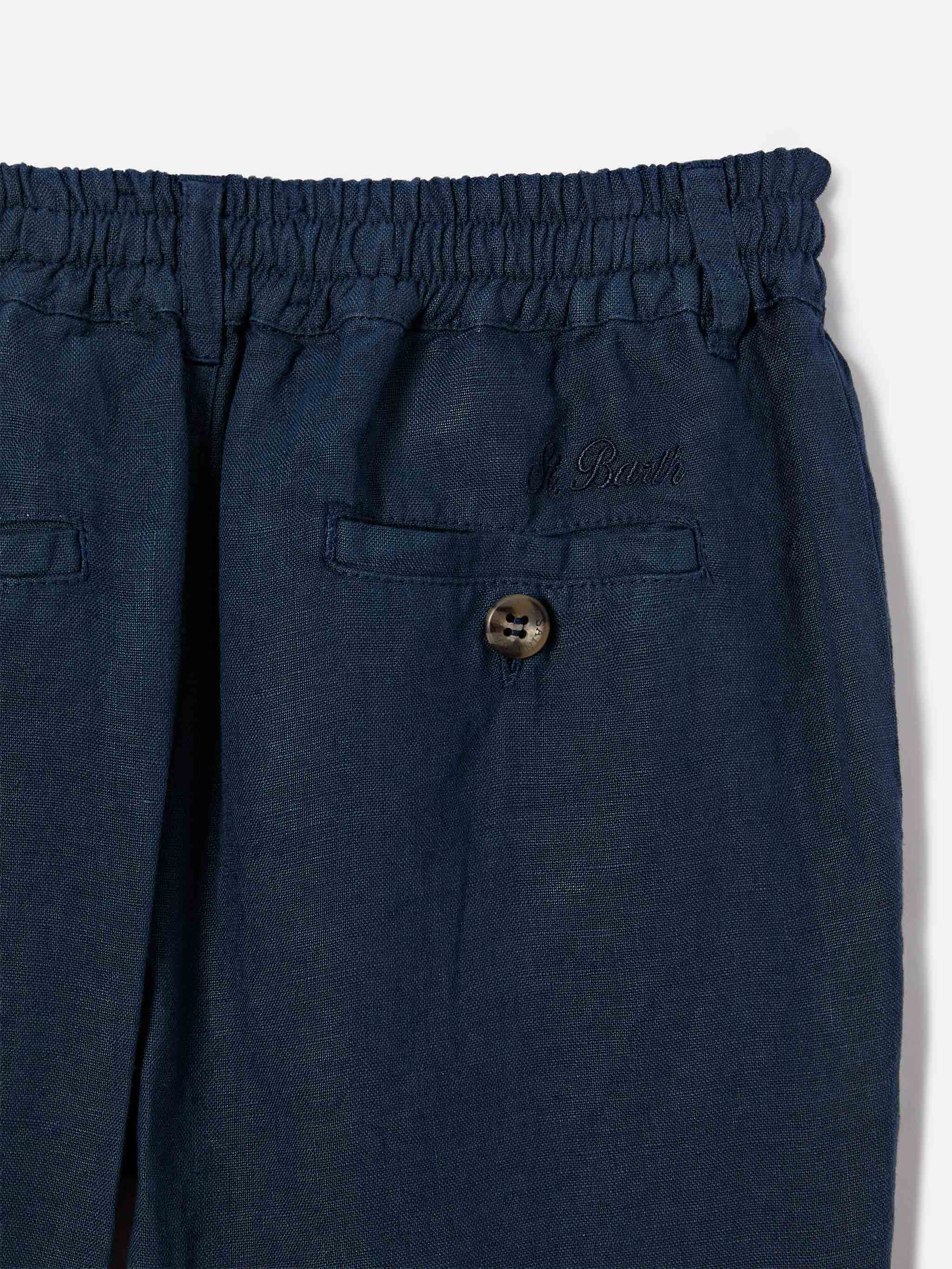 Navy blue Ischia Jr shorts in linen - Image 3