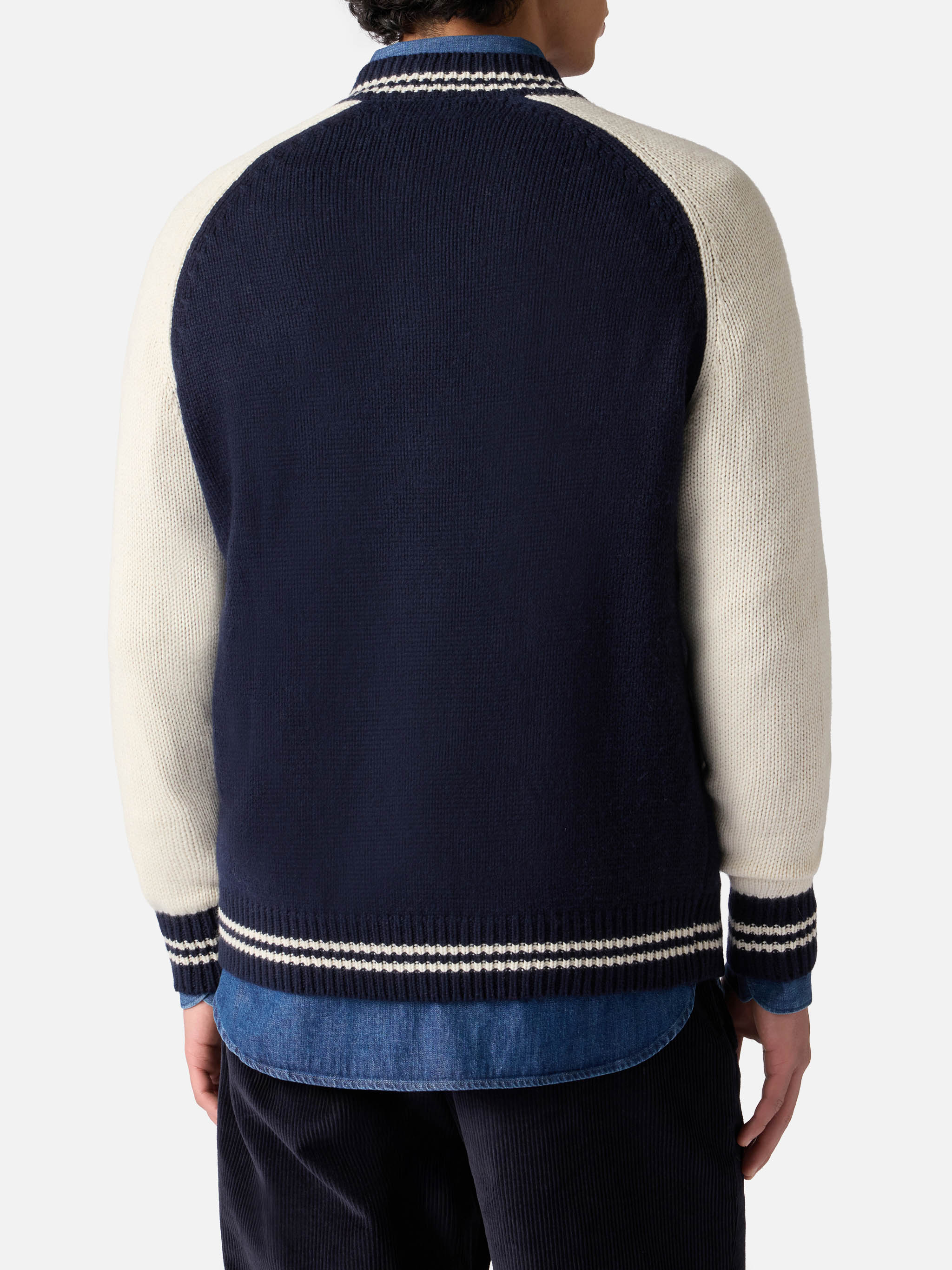 Navy blue knit bomber college style Benjamin - Image 3