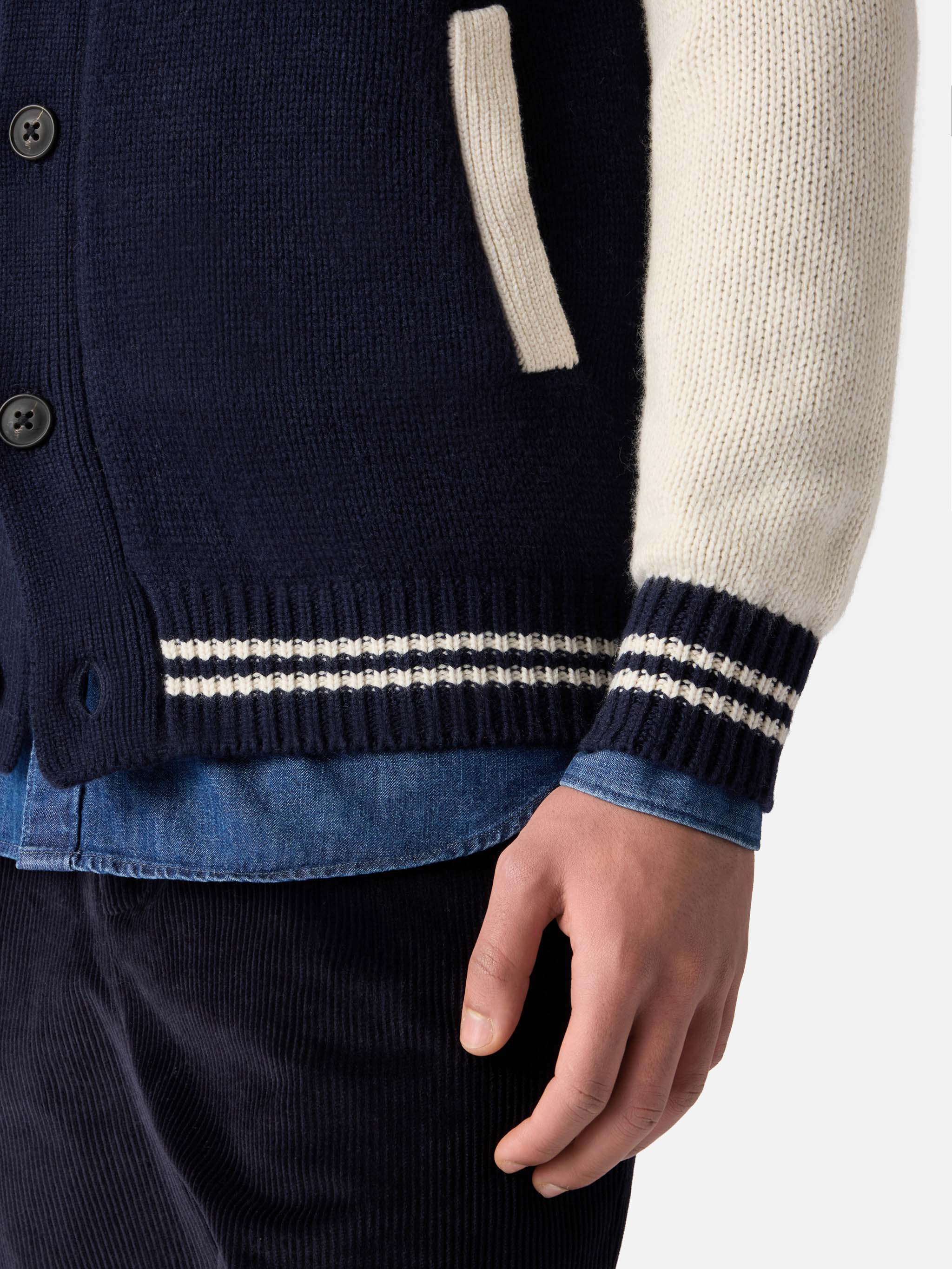 Navy blue knit bomber college style Benjamin - Image 4