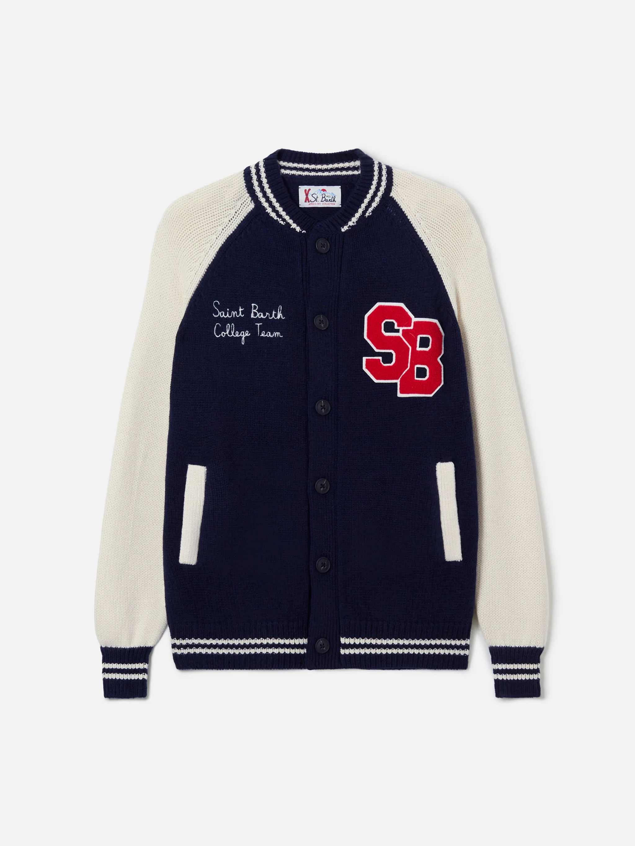 Navy blue knit bomber college style Benjamin - Image 5