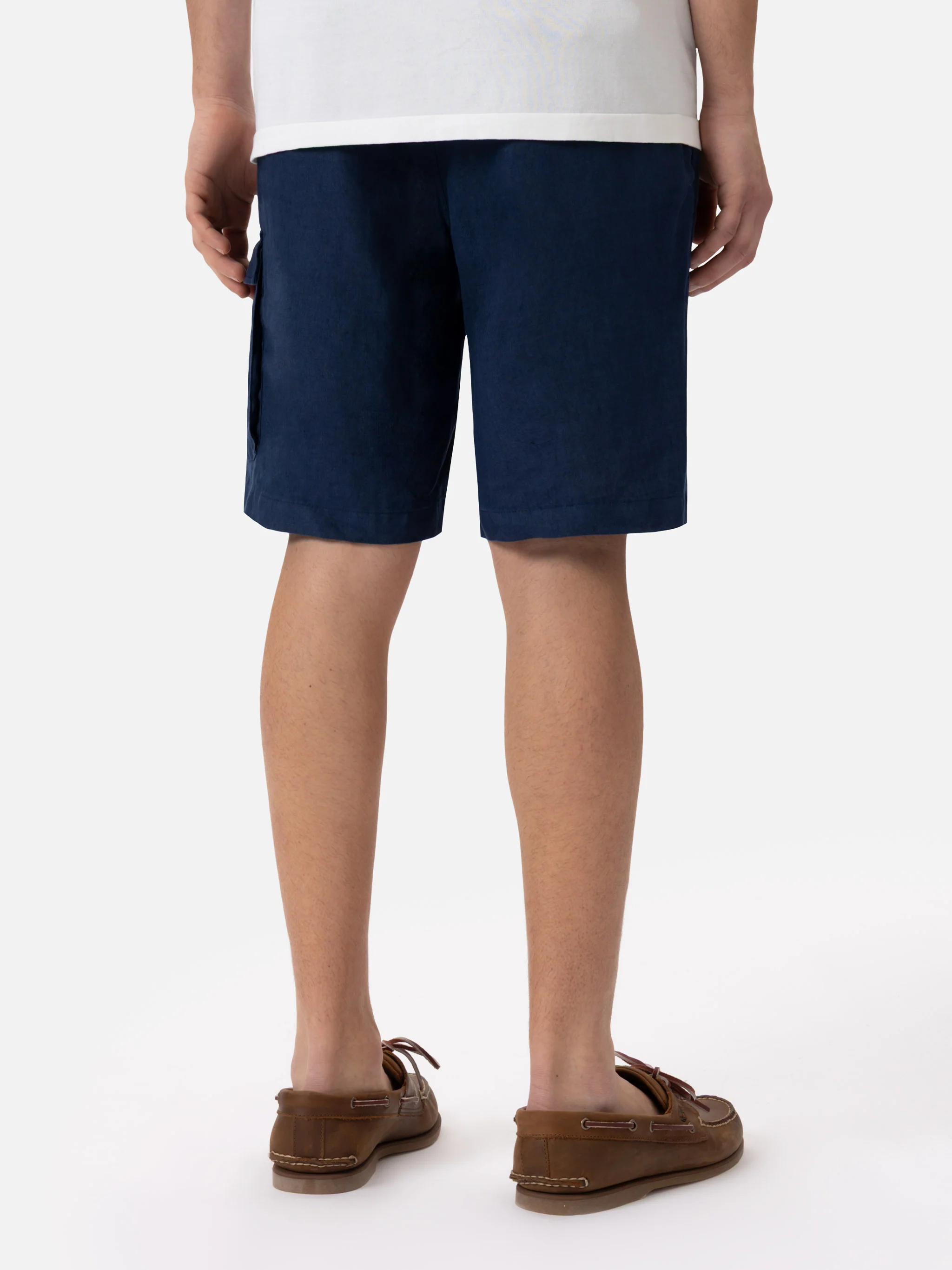 Navy blue linen bermuda Marseille - Image 2