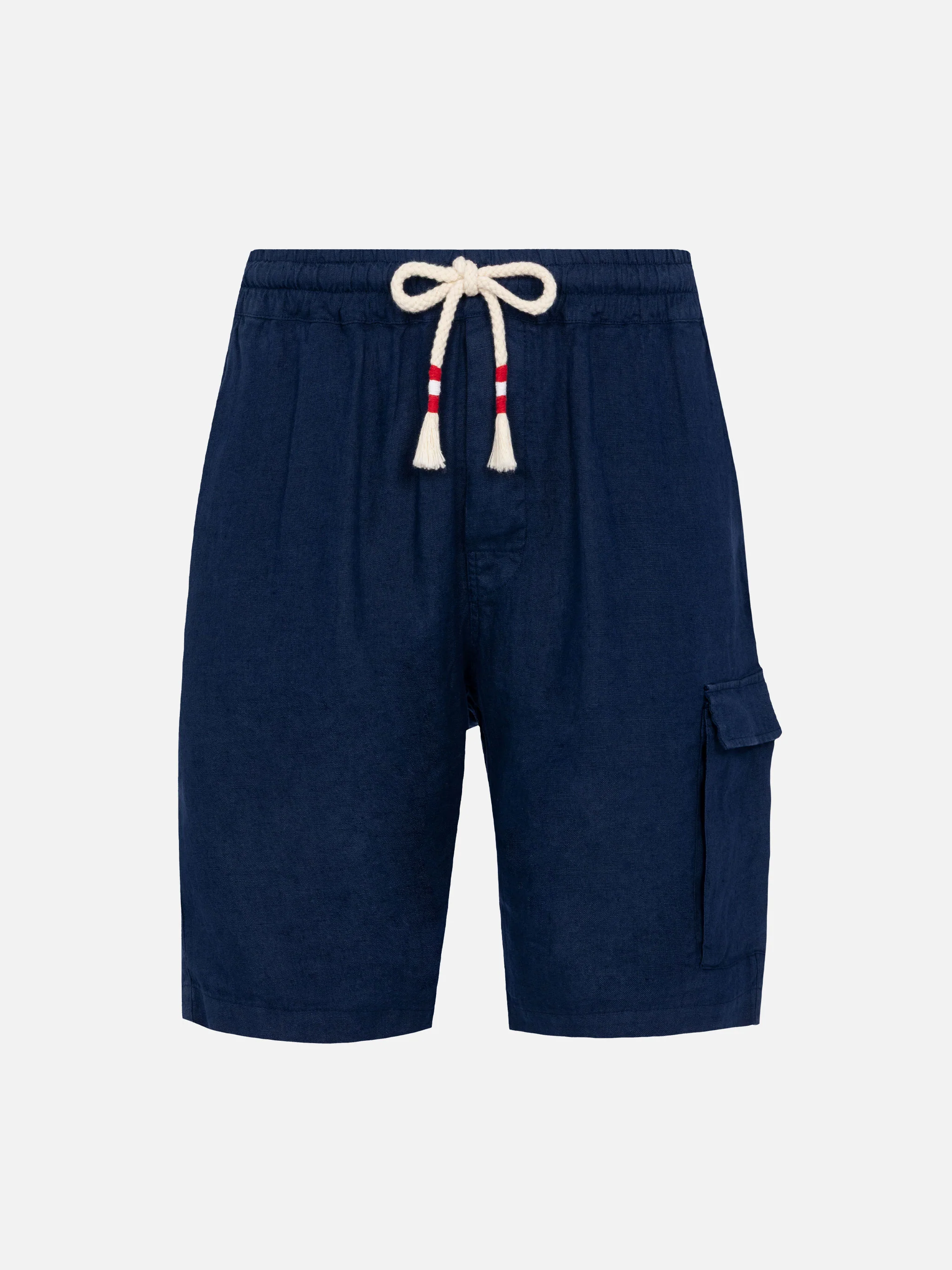 Navy blue linen bermuda Marseille - Image 4
