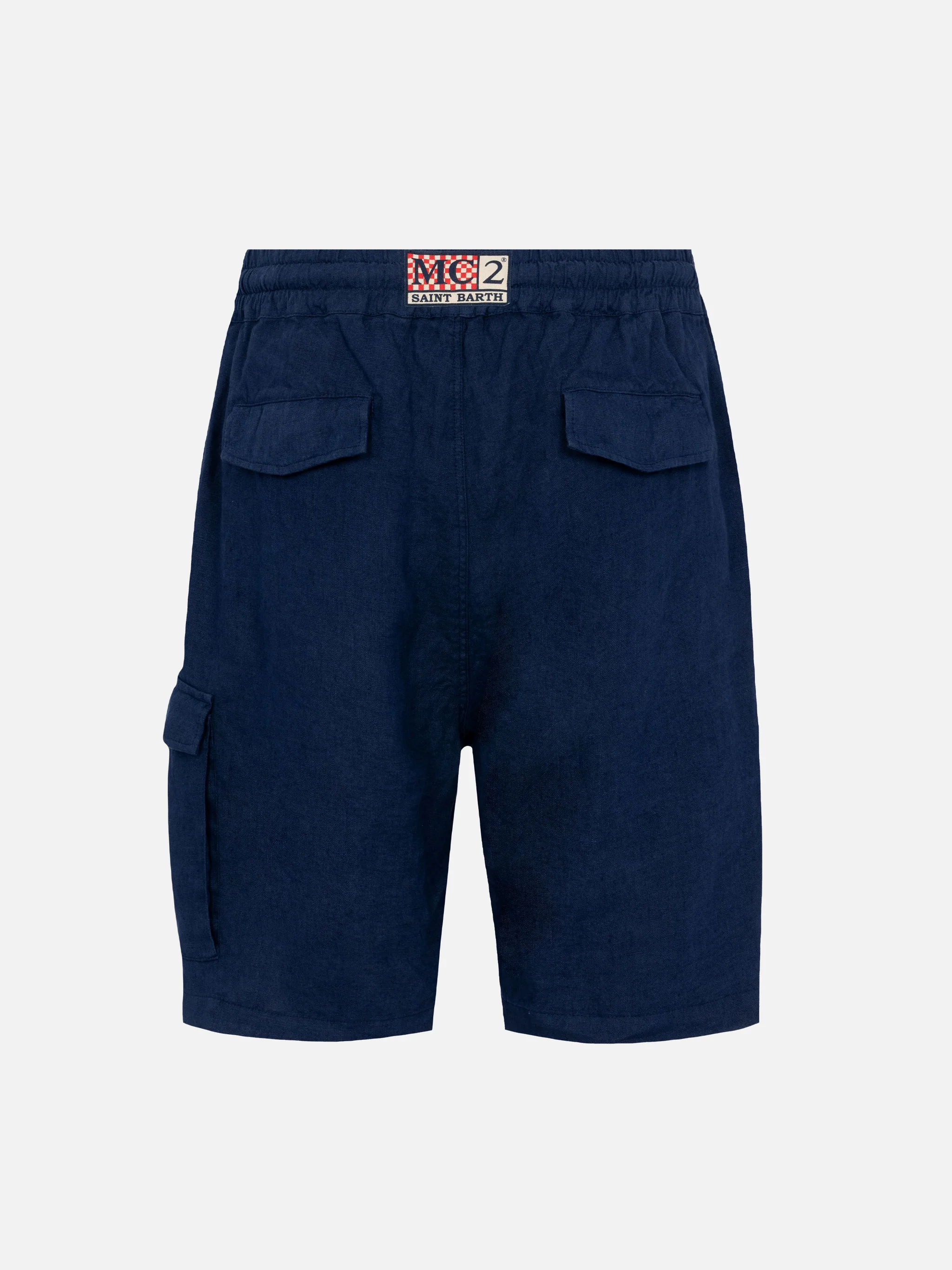 Navy blue linen bermuda Marseille - Image 5