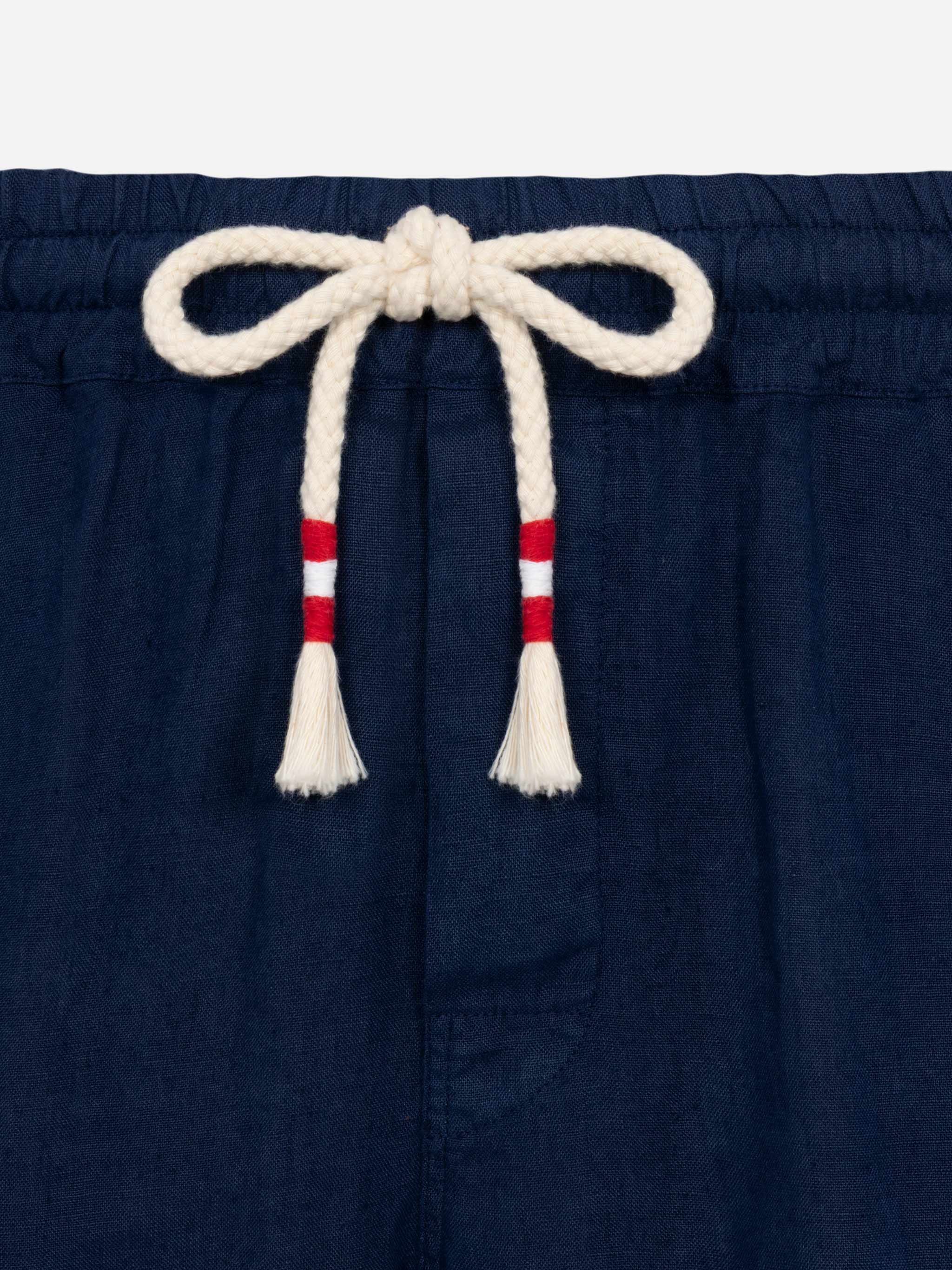 Navy blue linen bermuda Marseille - Image 7