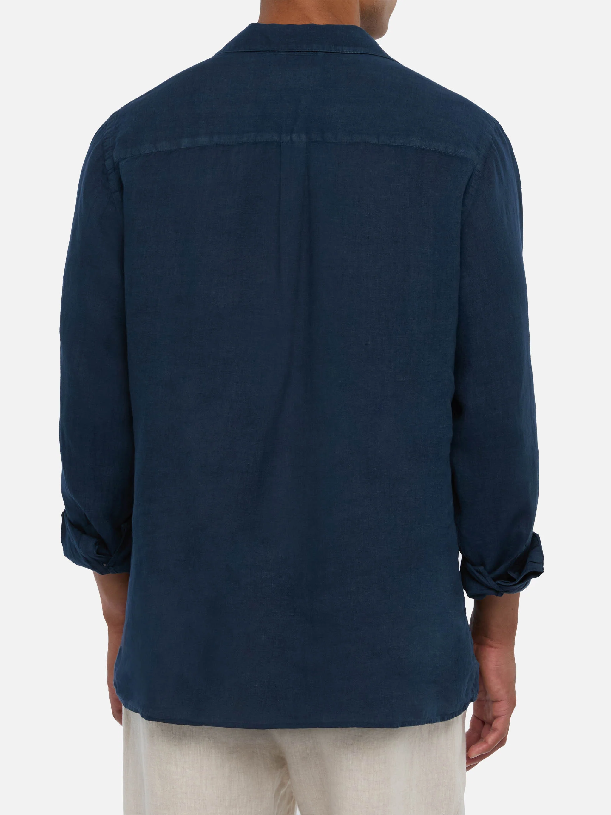 Navy blue linen polo shirt Ventotene - Image 3