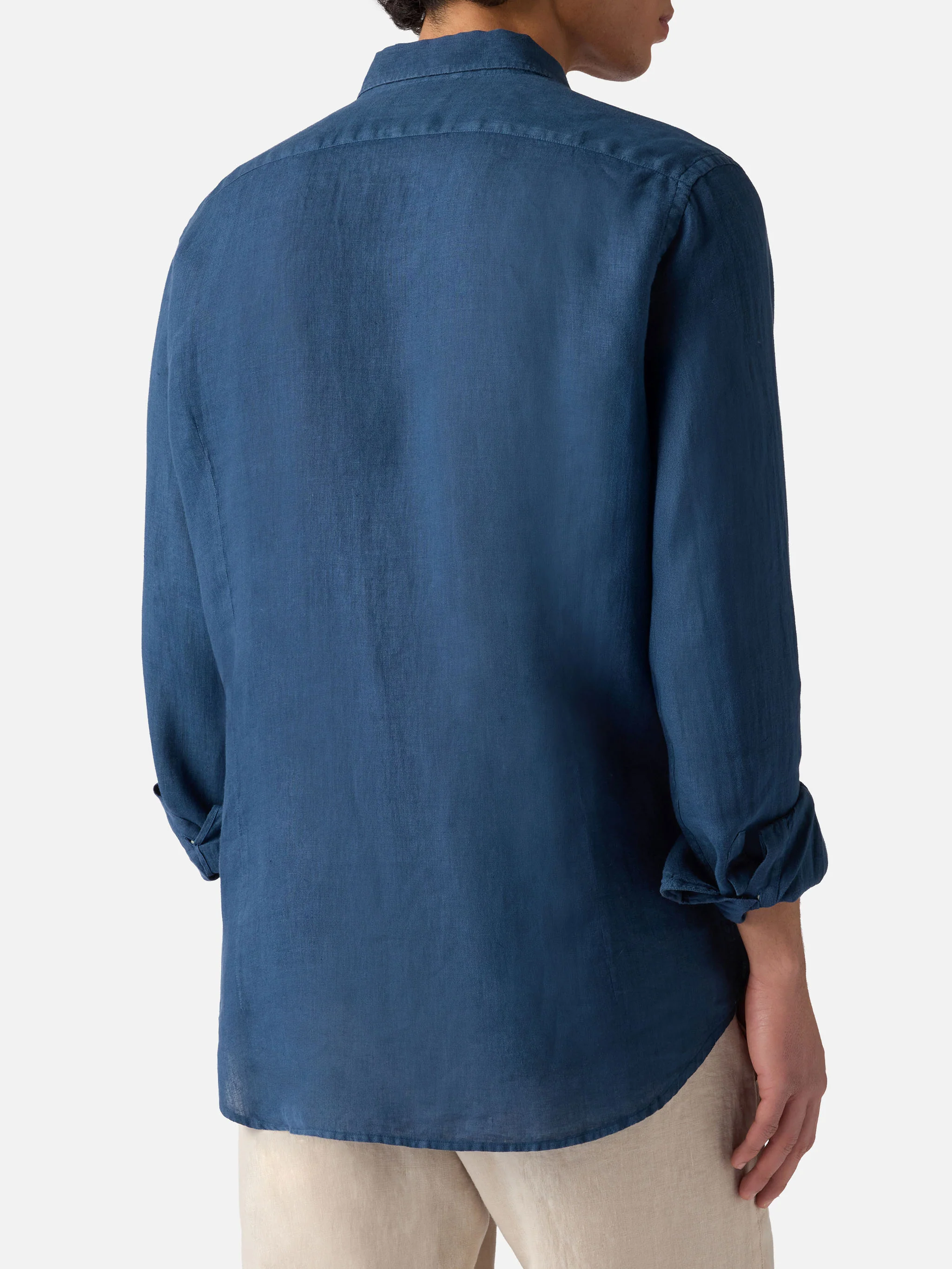 Navy blue linen shirt Pamplona - Image 2