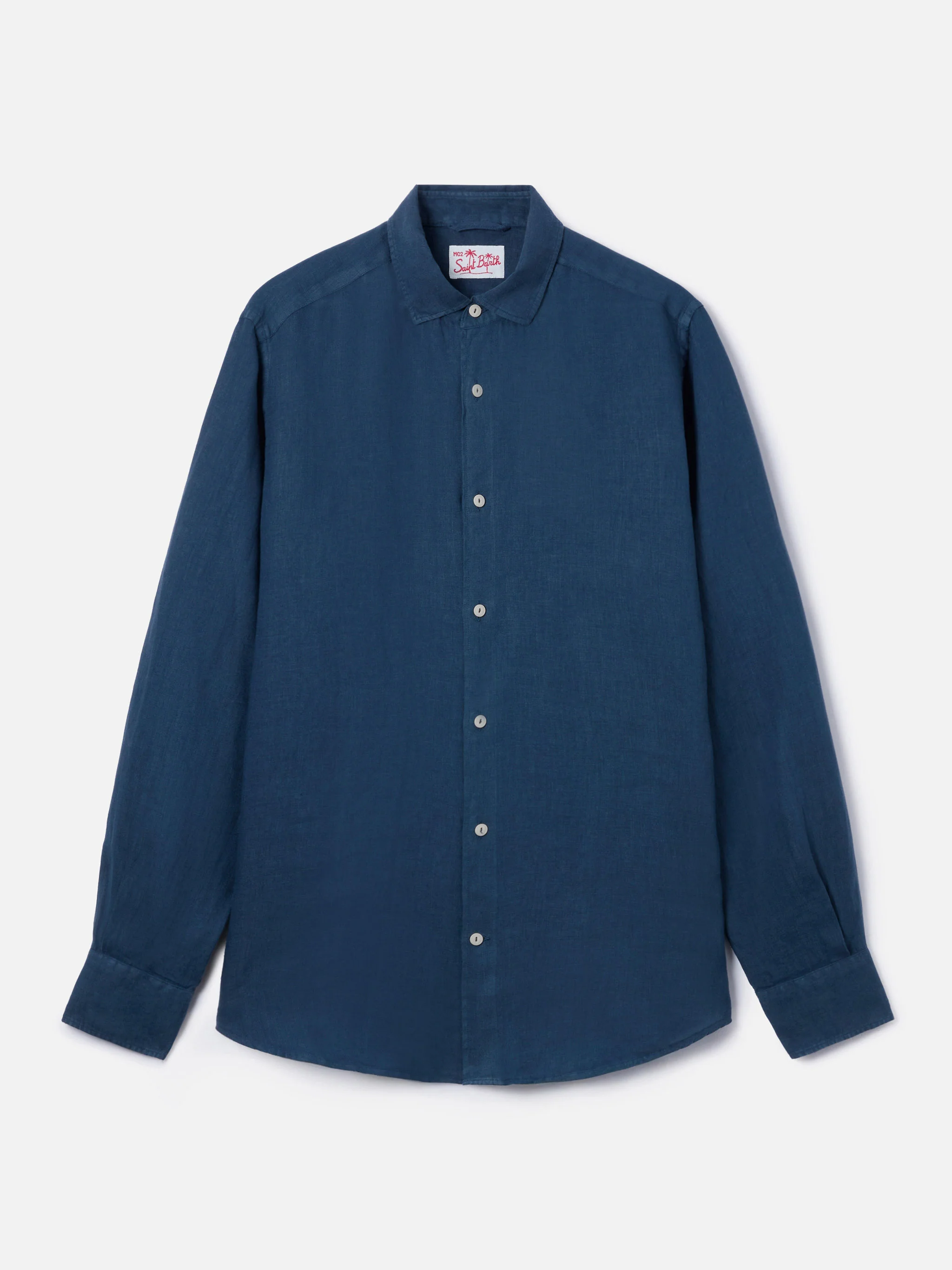 Navy blue linen shirt Pamplona - Image 4