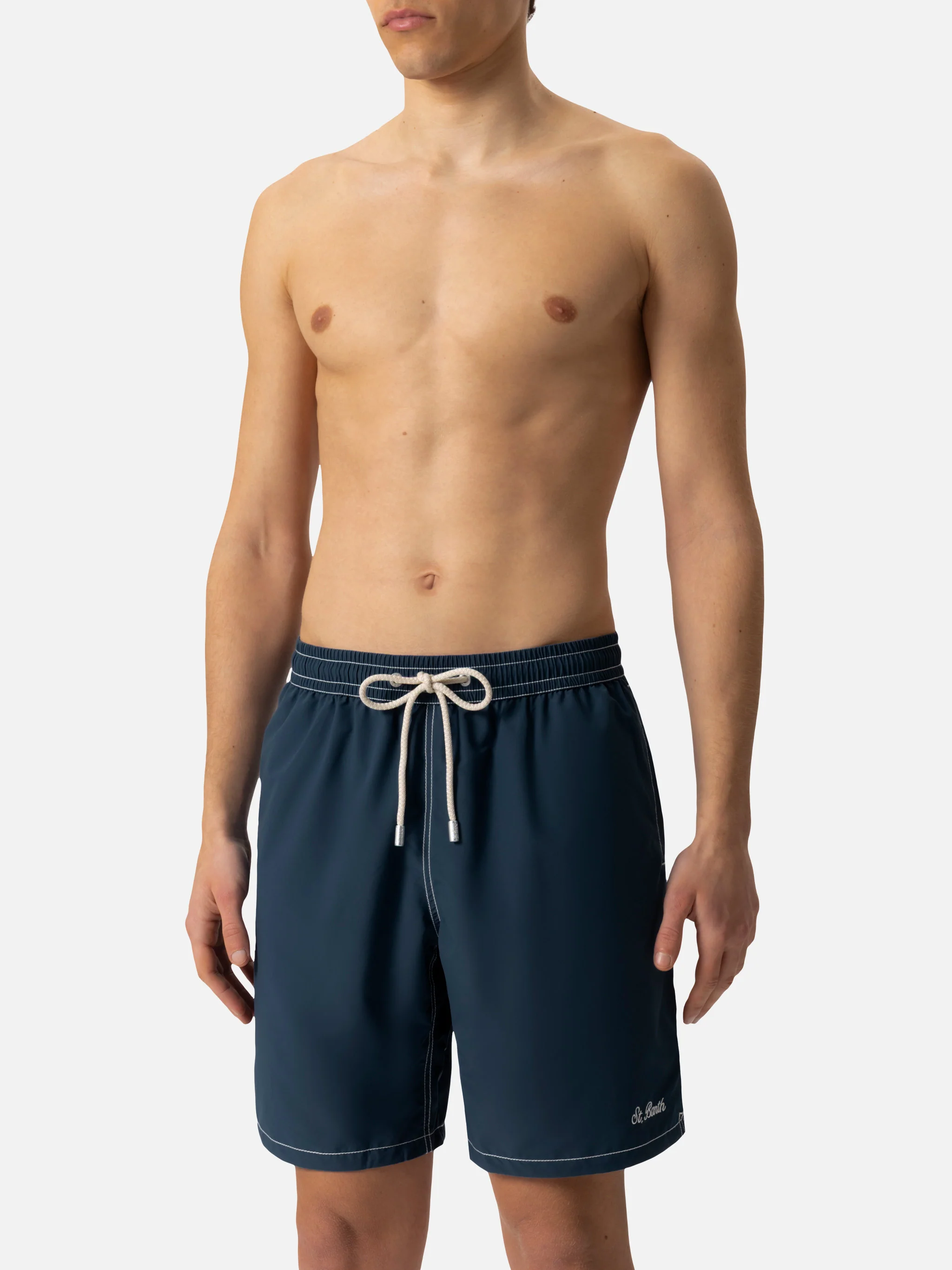 Navy blue long swim shorts Patmos - Image 5
