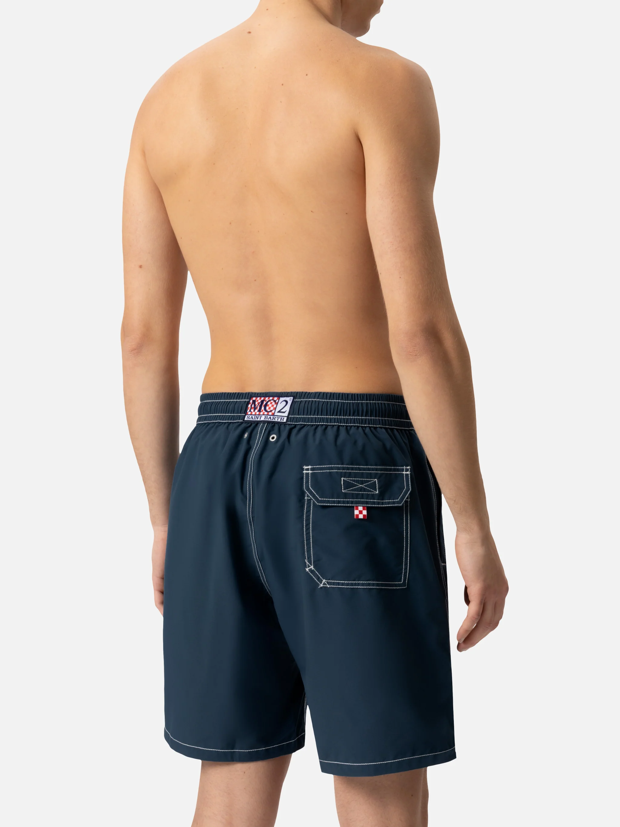 Navy blue long swim shorts Patmos - Image 7