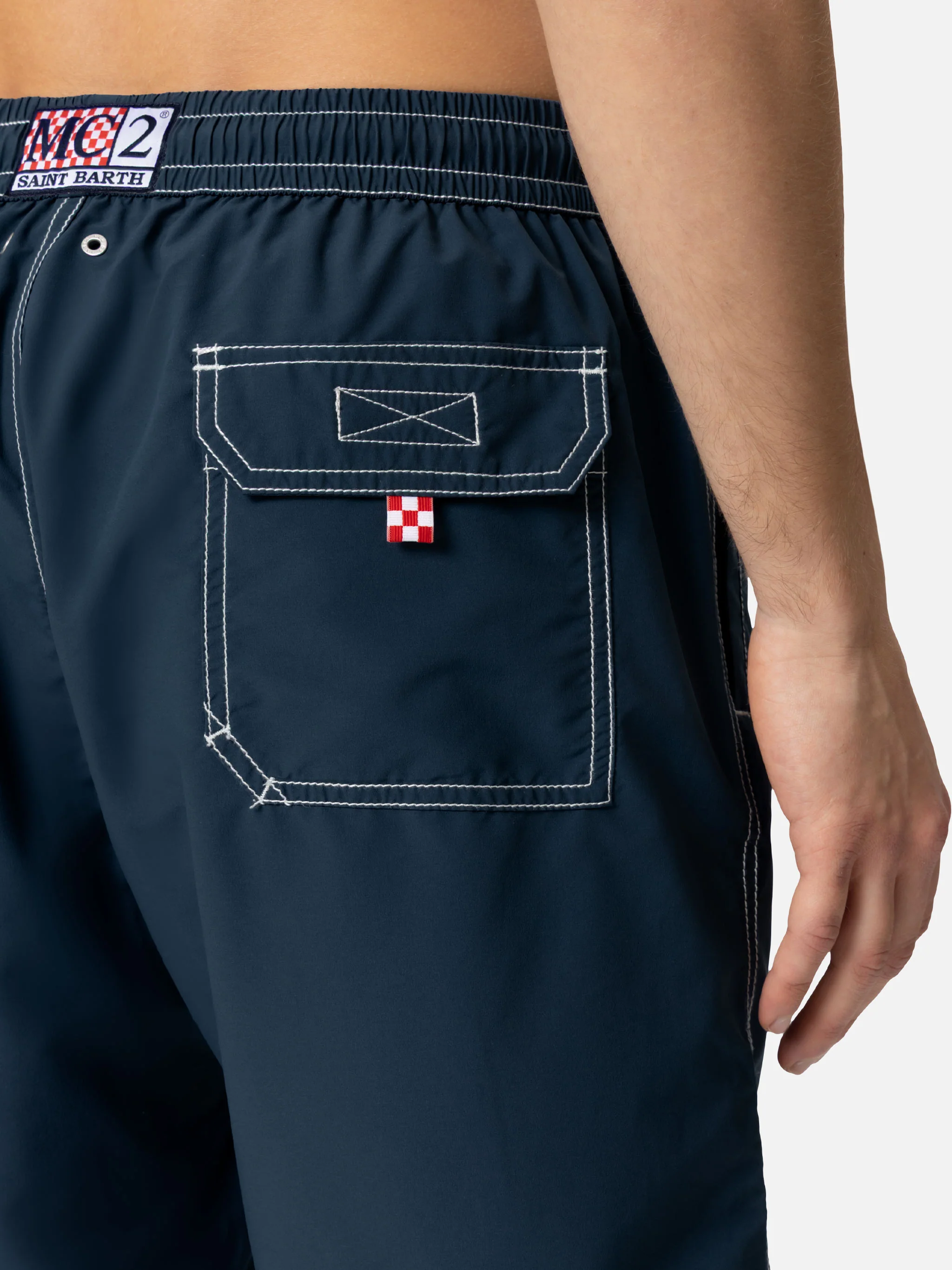 Navy blue long swim shorts Patmos - Image 8
