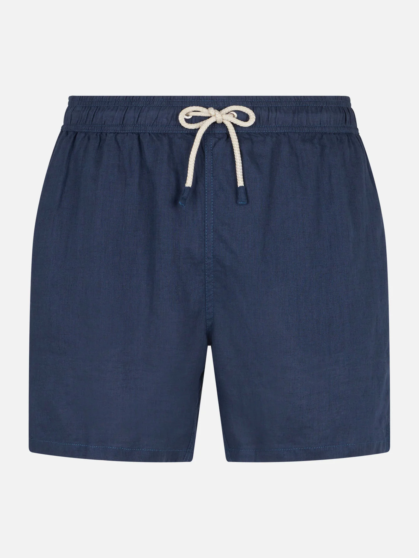 Gustavia blue plain-color linen swim shorts