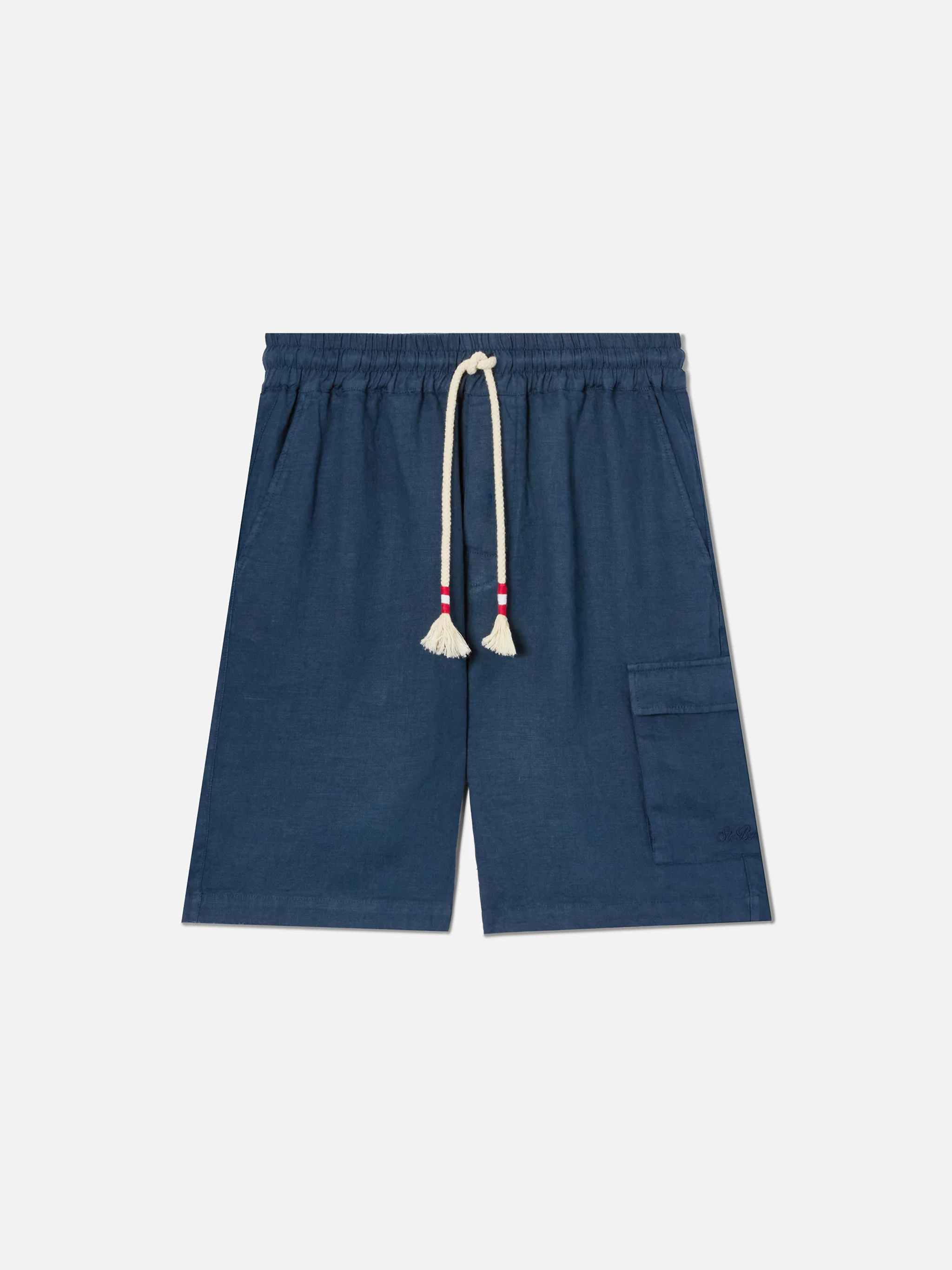 Navy blue Marseille bermuda shorts in pure linen - Image 4