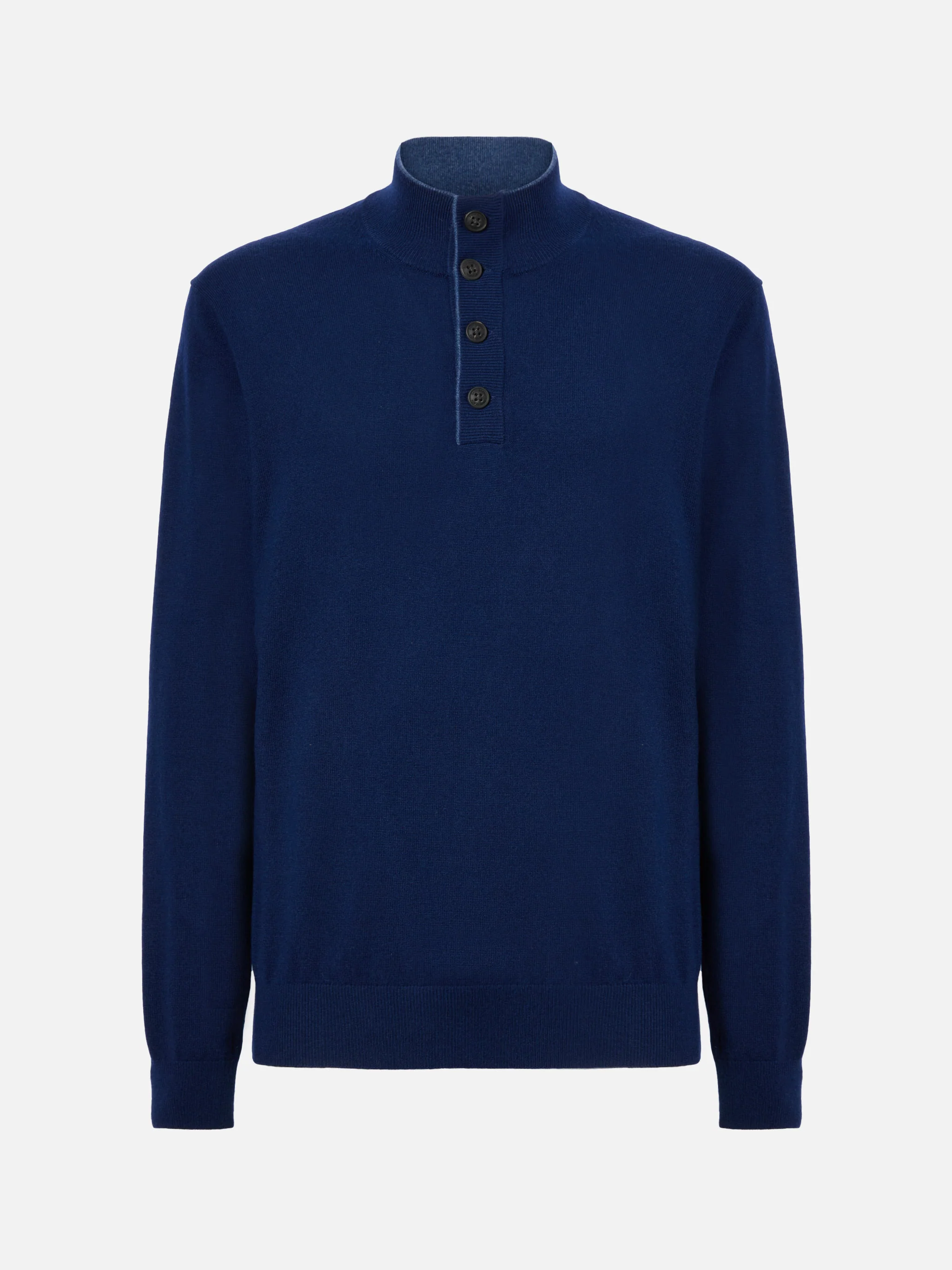 Half-zip sweater in navy blue merino wool and cashmere - Image 5