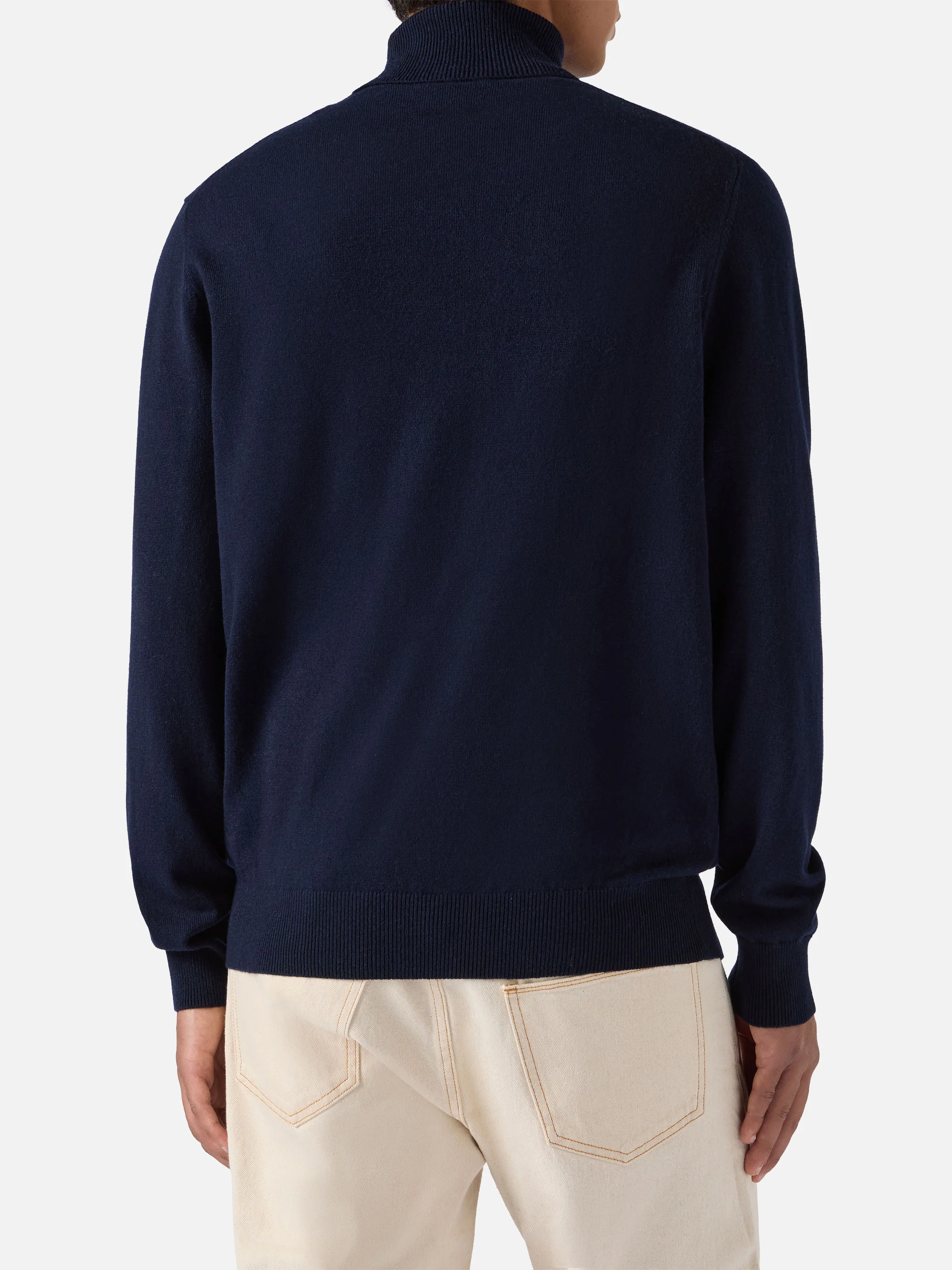 Turtleneck sweater Bond in night blue merino wool and cashmere - Image 3