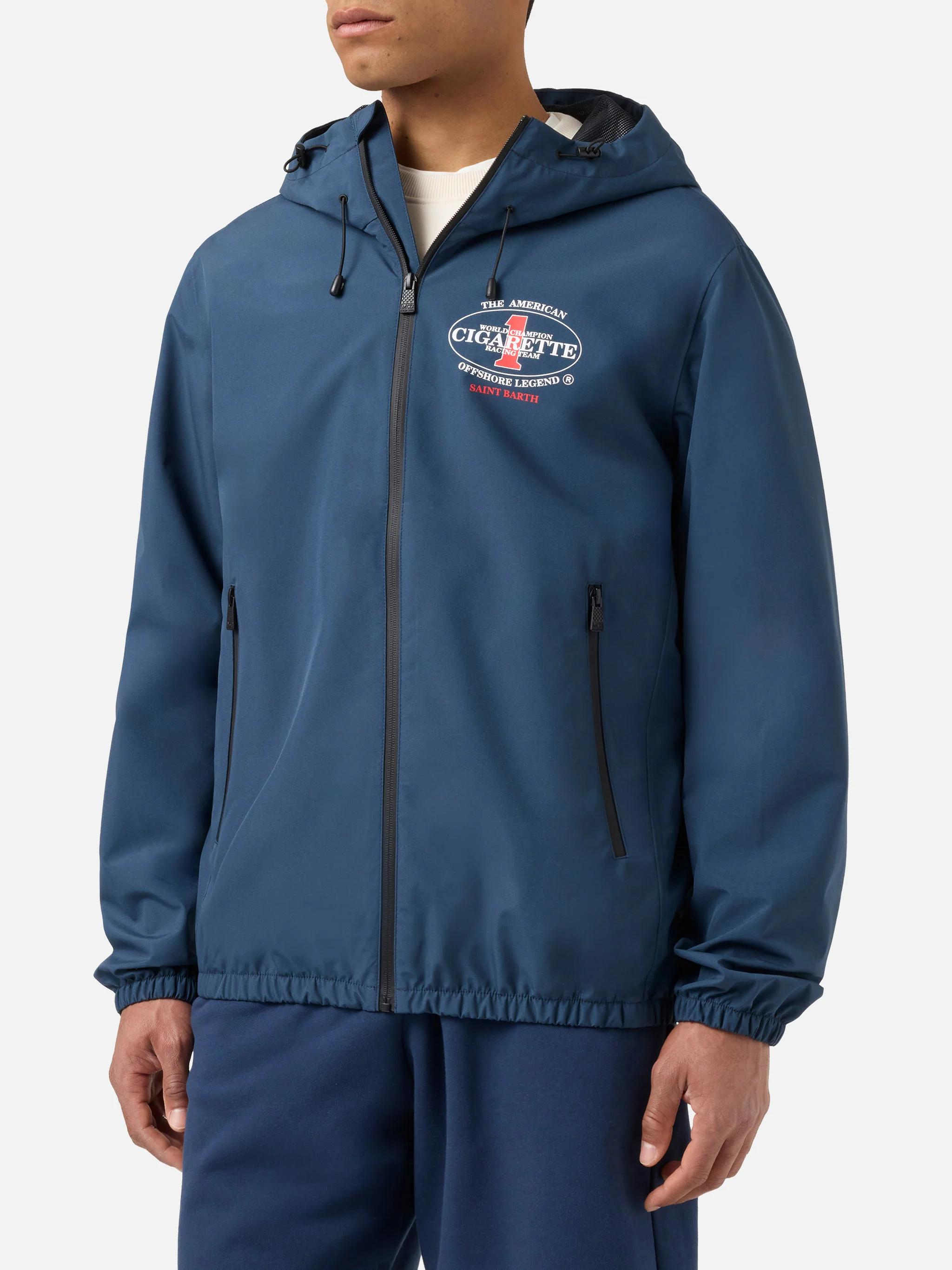Navy blue Pilot technical jacket with Cigarette print | Special Edition - Image 3