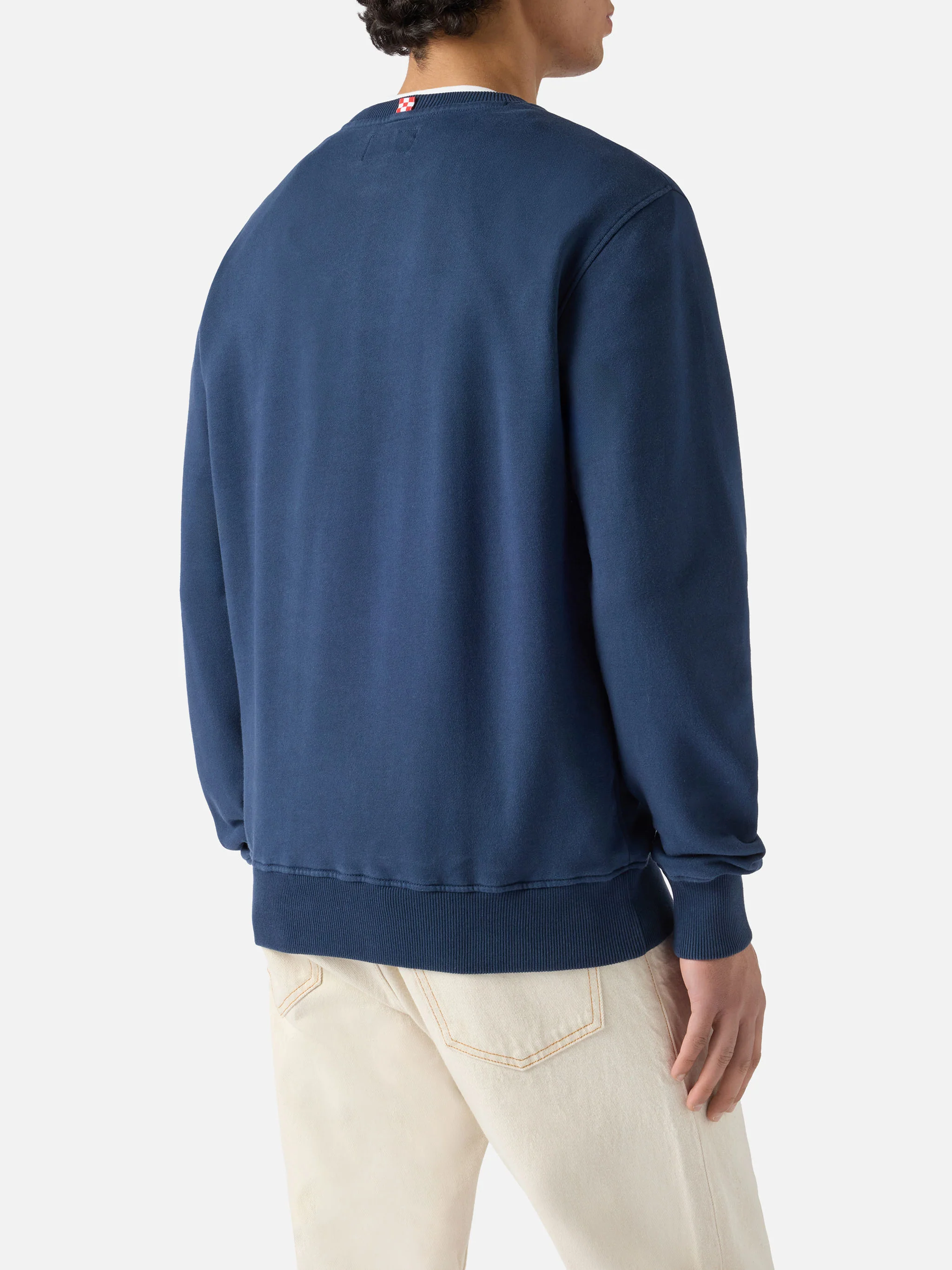 Navy blue Ponza cotton sweatshirt with Sport Club raised terry-effect logo - Image 3