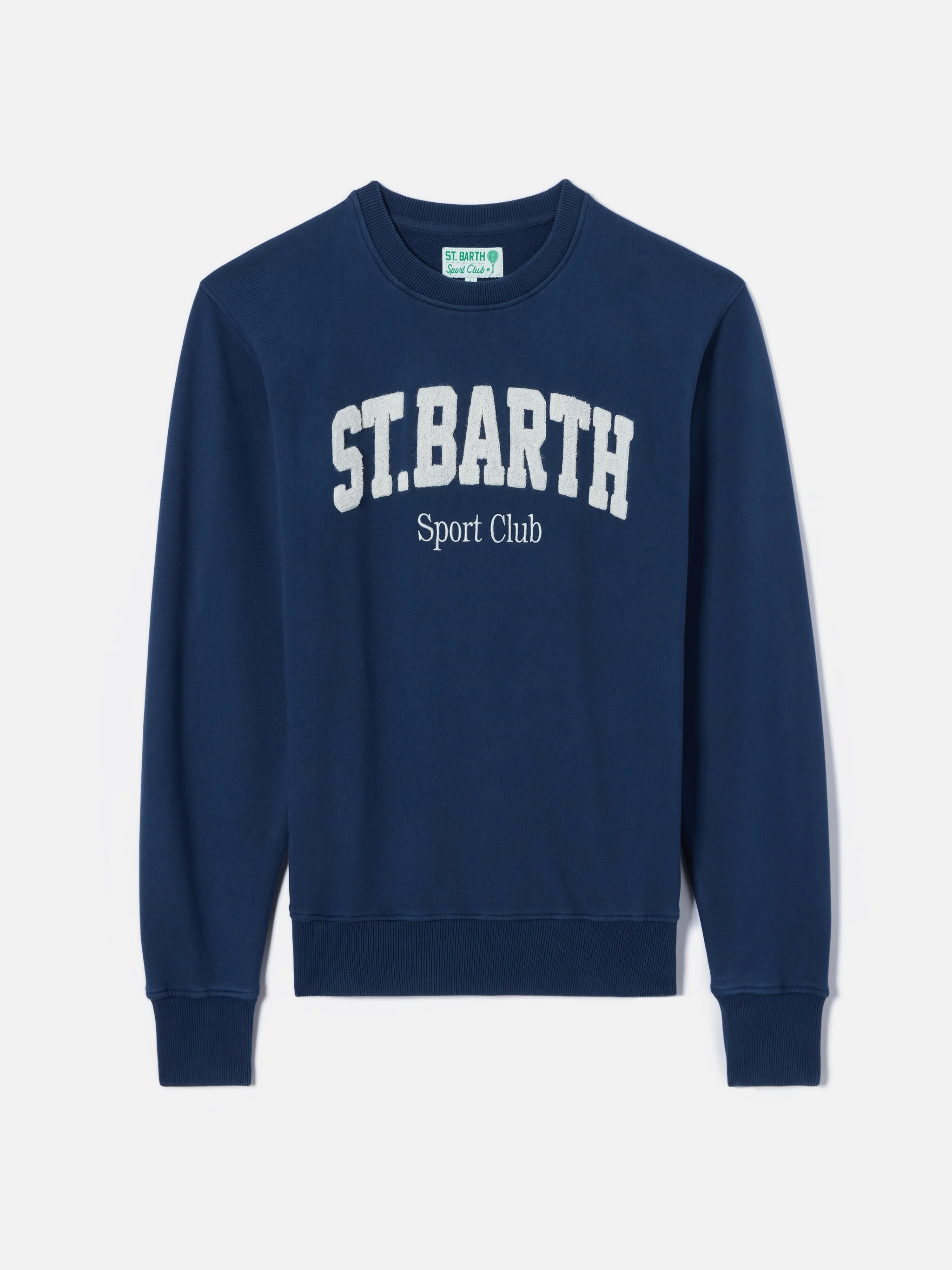 Navy blue Ponza cotton sweatshirt with Sport Club raised terry-effect logo - Image 4