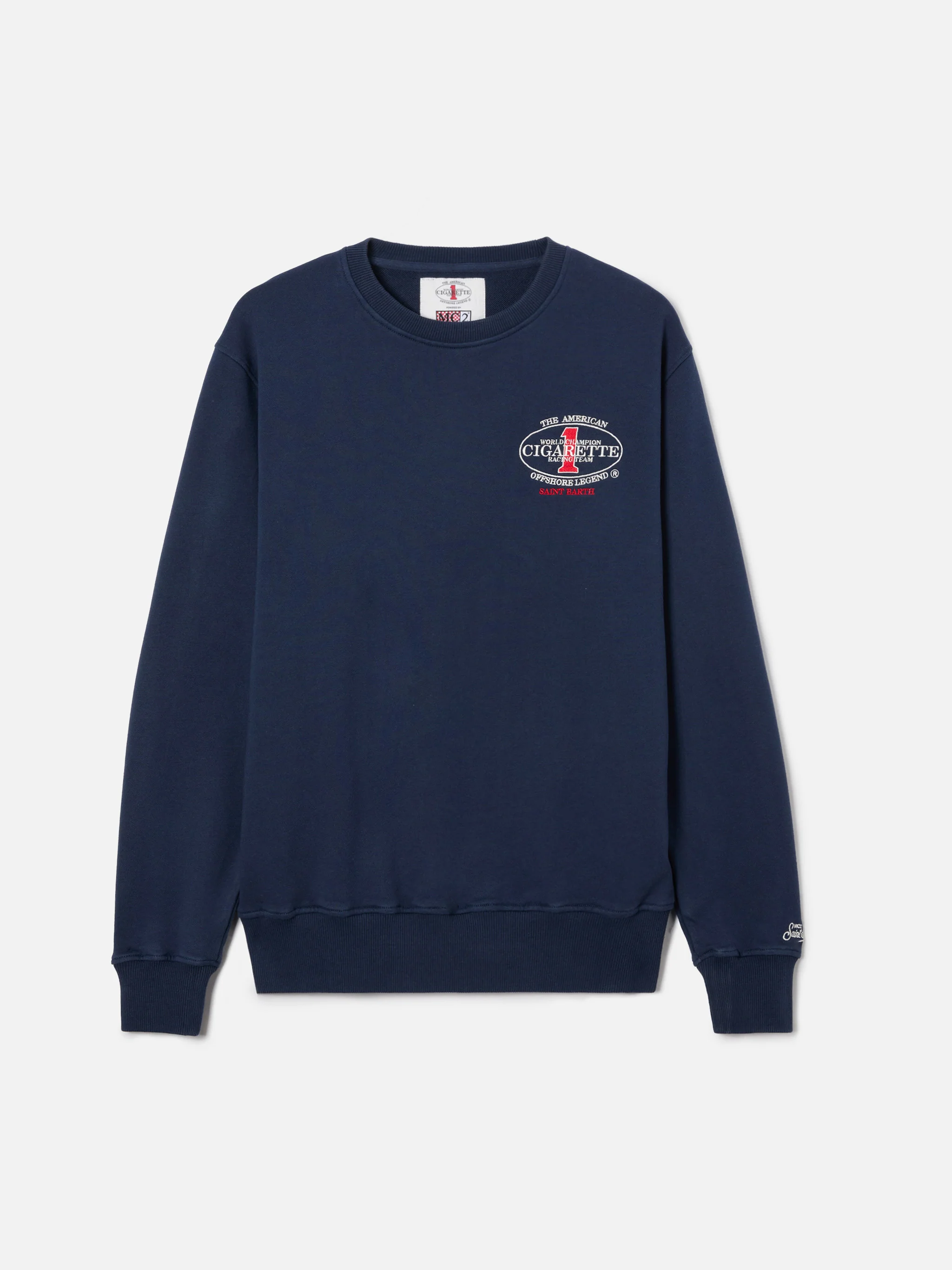 Navy blue Ponza crewneck sweatshirt with Cigarette print | Special Edition - Image 2