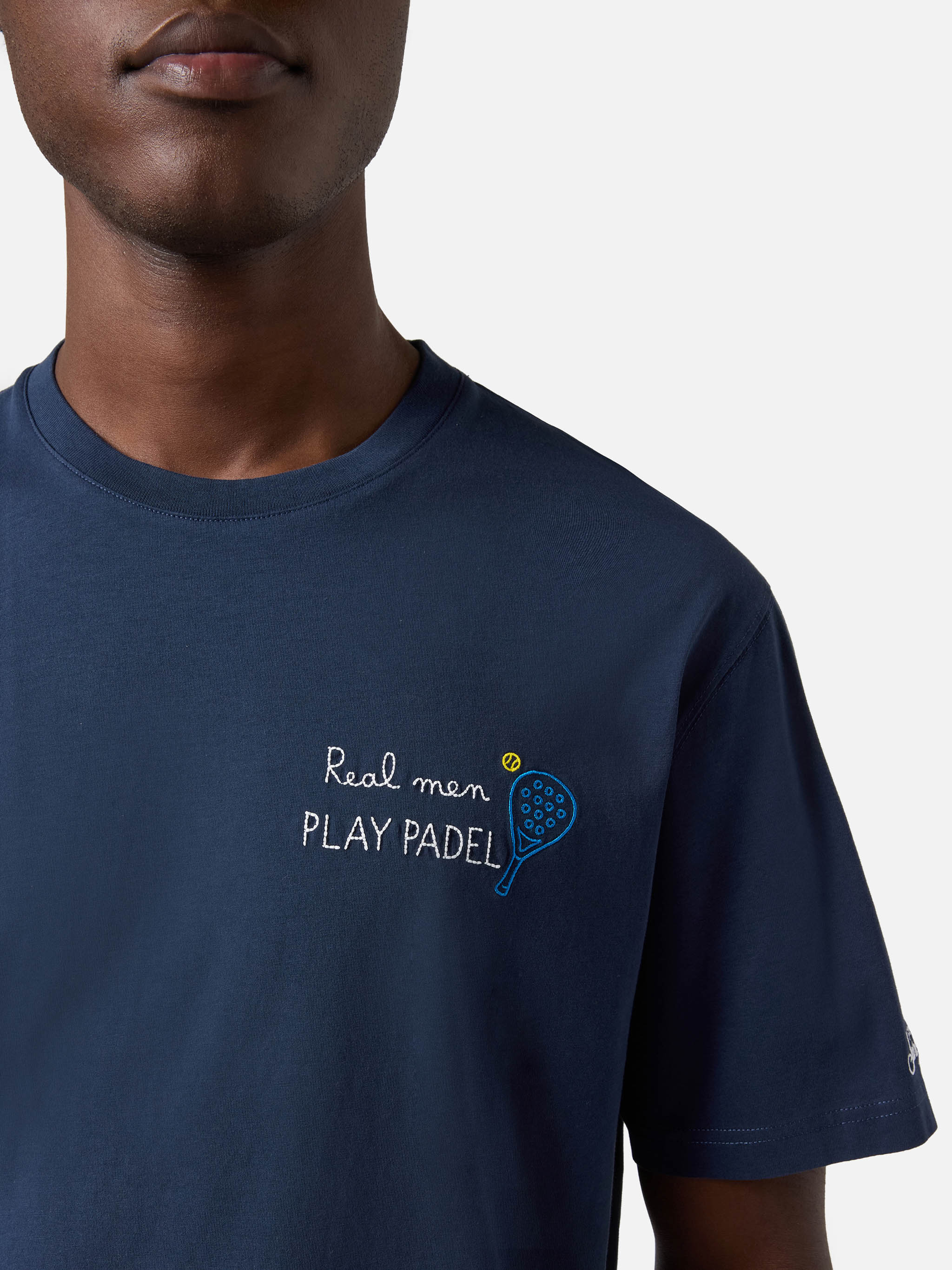 Blue Portofino T-shirt with Real Men Play Padel embroidery - Image 2