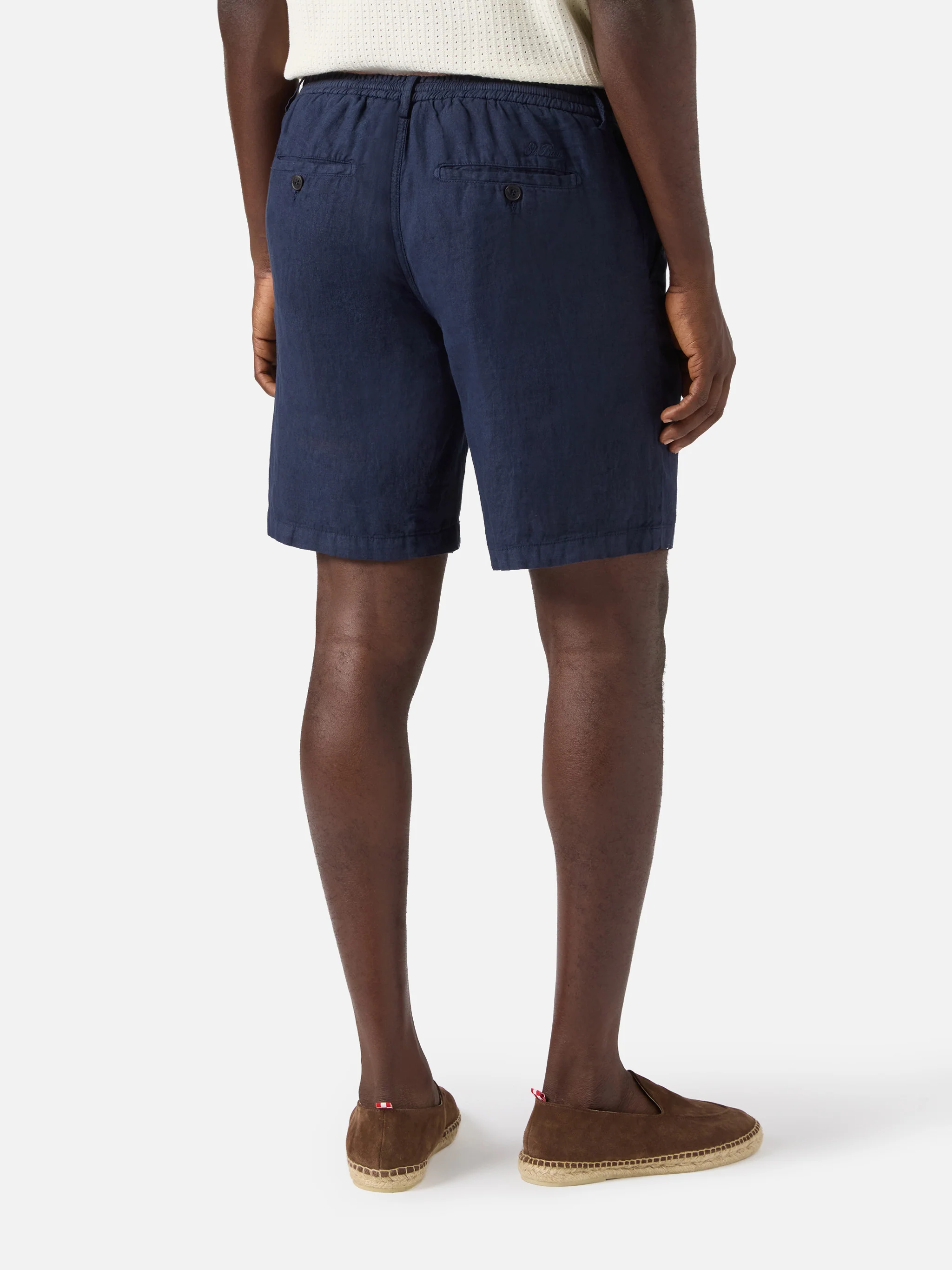 Navy blue Sebastian bermuda shorts in pure linen - Image 2