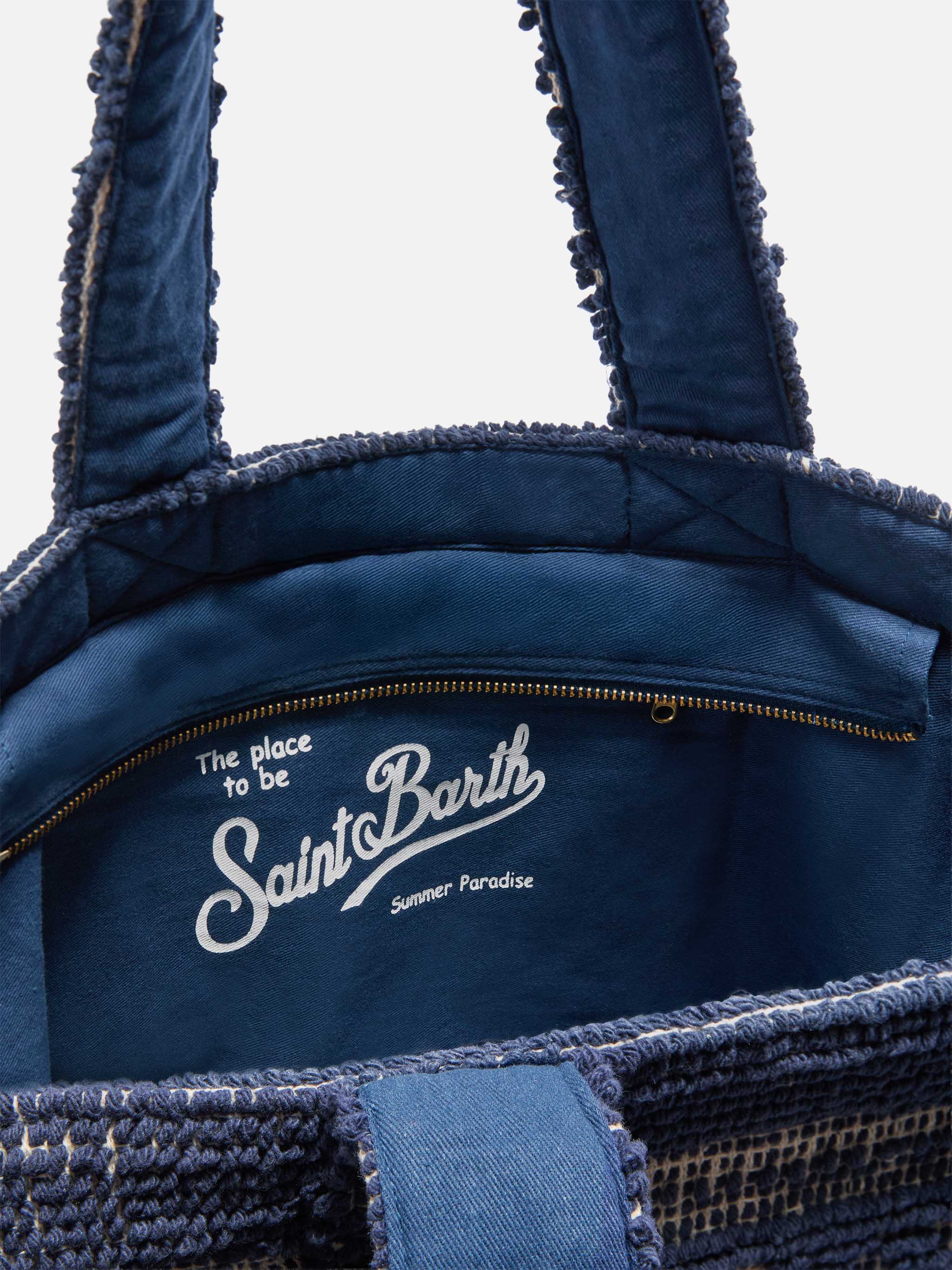 Navy blue Tufting  cotton tote bag - Image 5