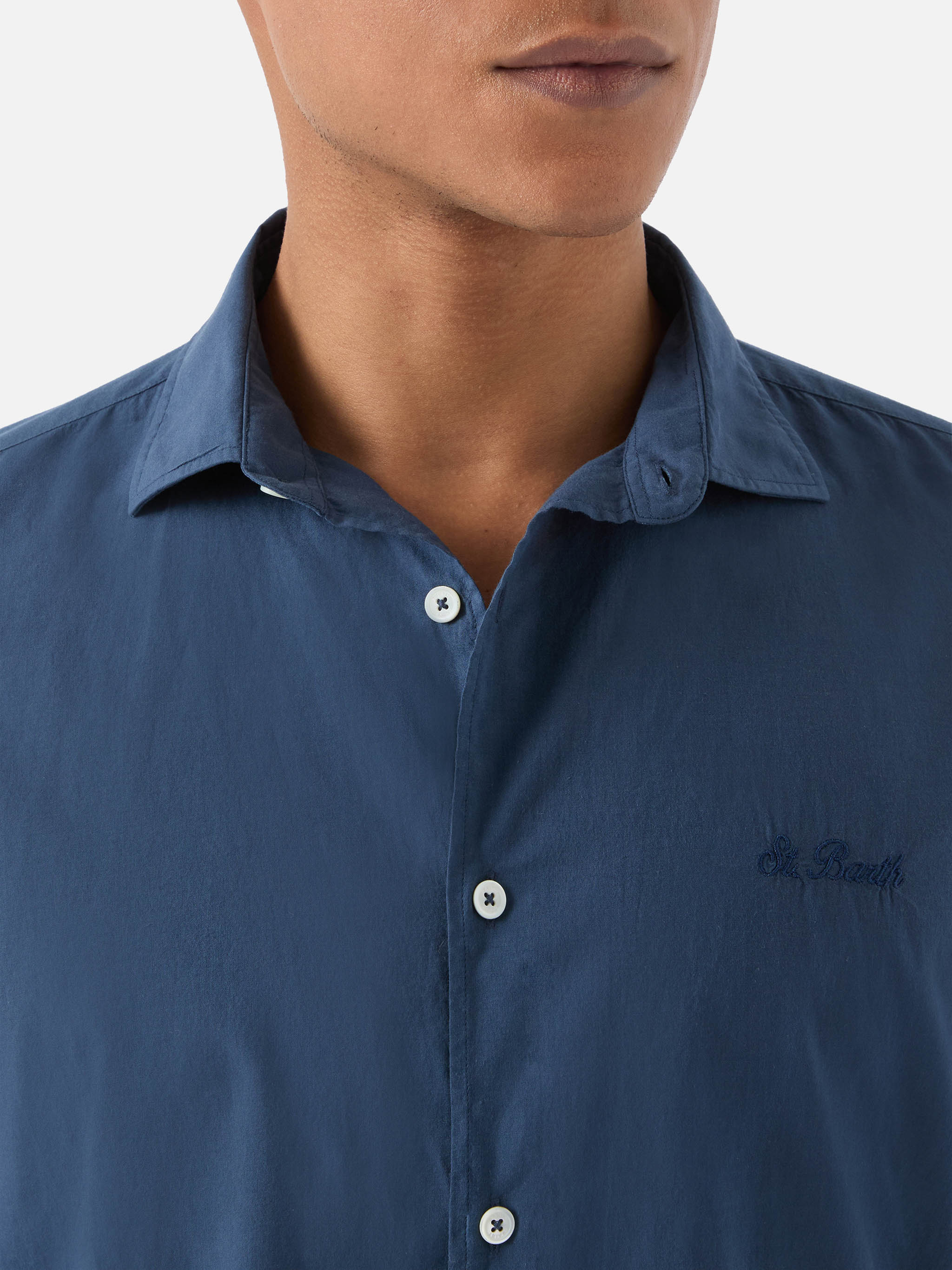 Navy Chemise Ice shirt in pure cotton voile - Image 2