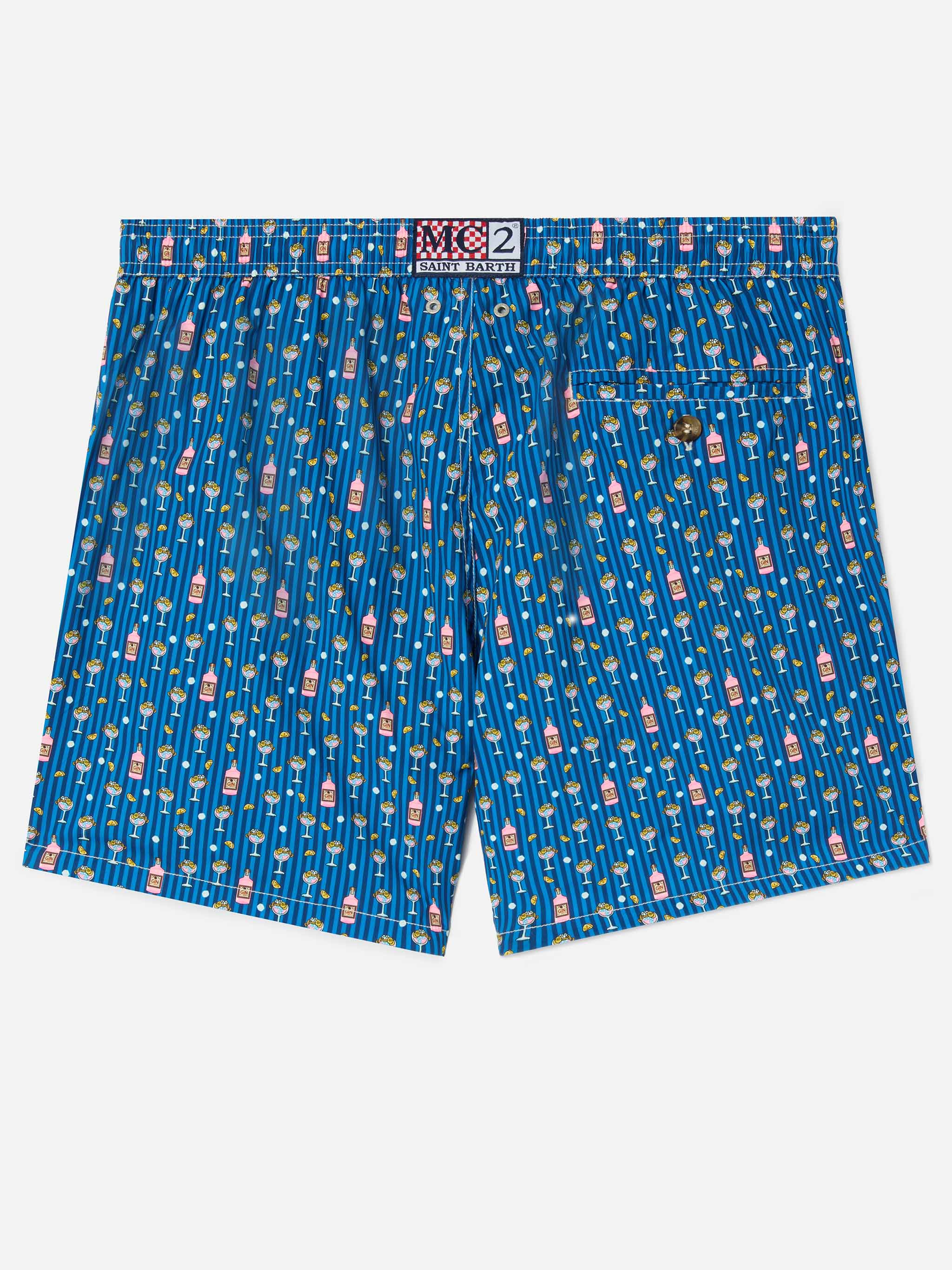 Navy Lighting Micro swim shorts with all-over cocktail print - Image 2