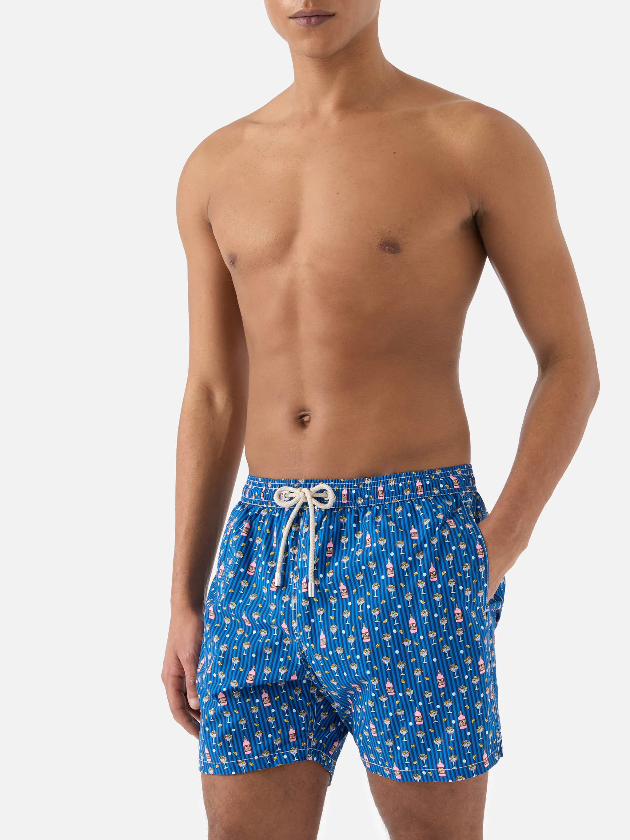 Navy Lighting Micro swim shorts with all-over cocktail print - Image 3