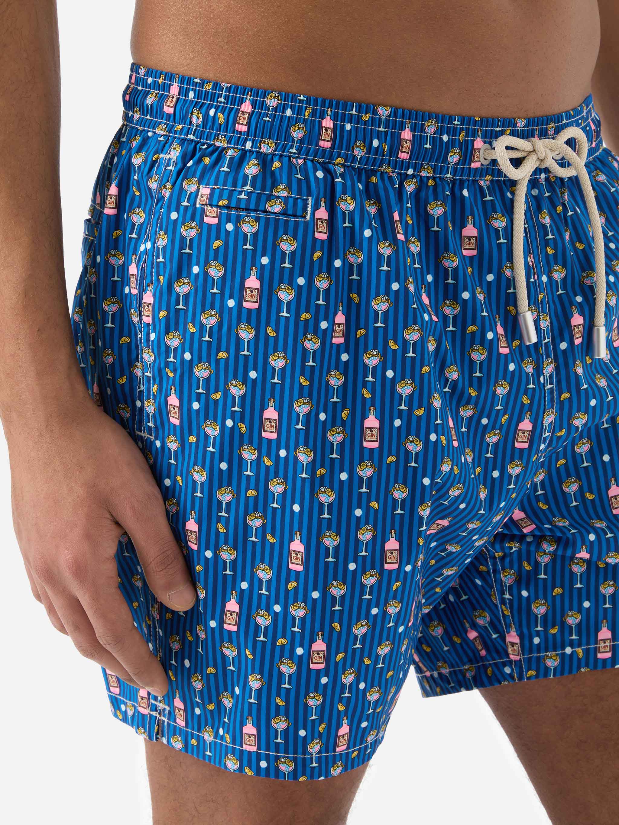 Navy Lighting Micro swim shorts with all-over cocktail print - Image 4