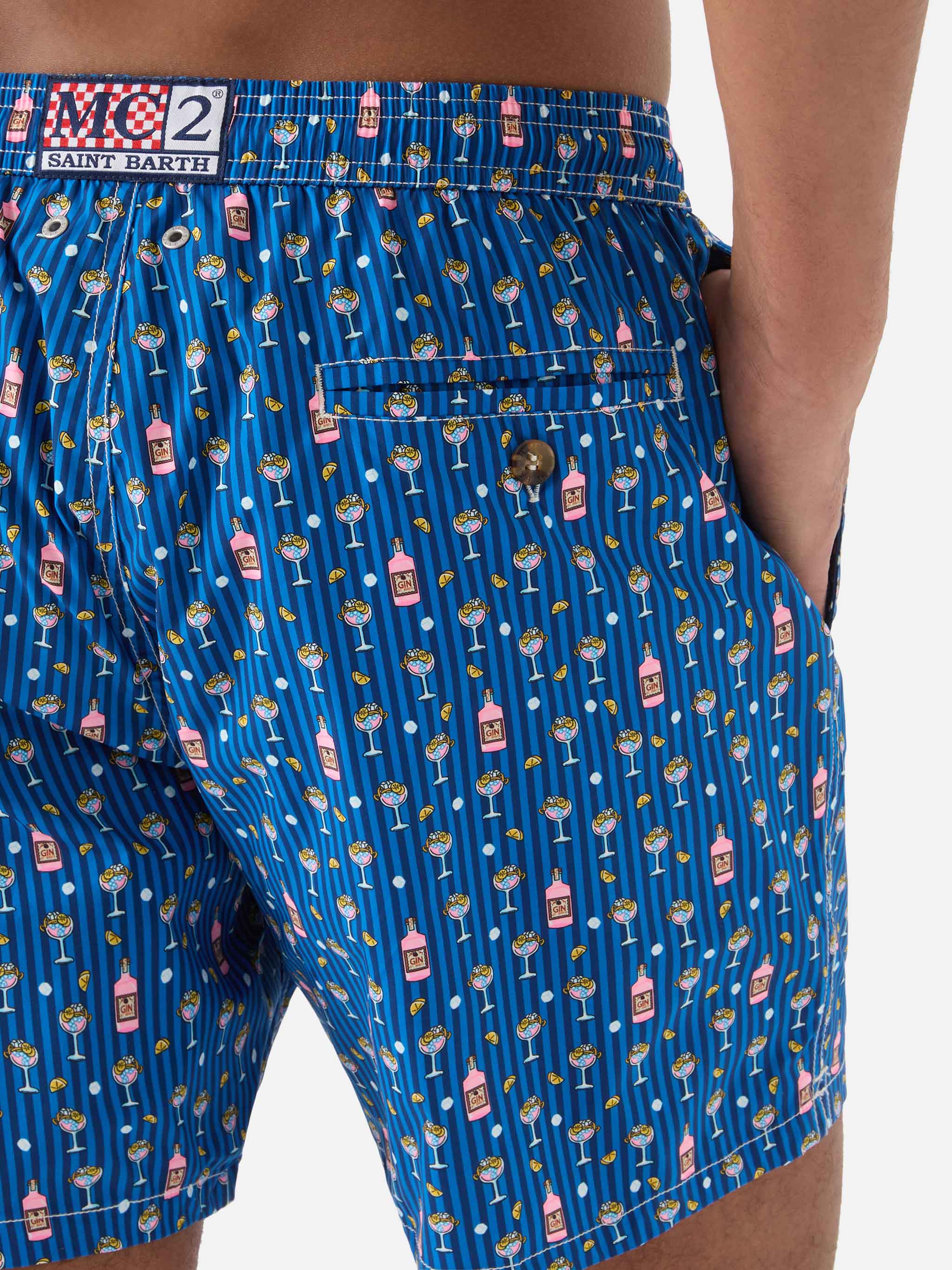 Navy Lighting Micro swim shorts with all-over cocktail print - Image 6